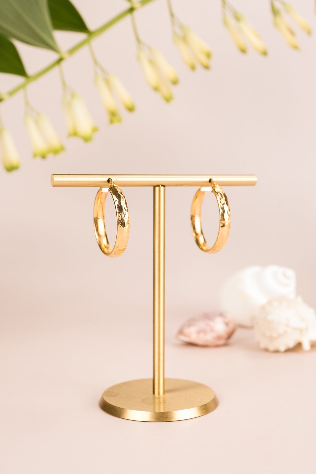 9ct Yellow Gold Hammered Small Hoop Earrings