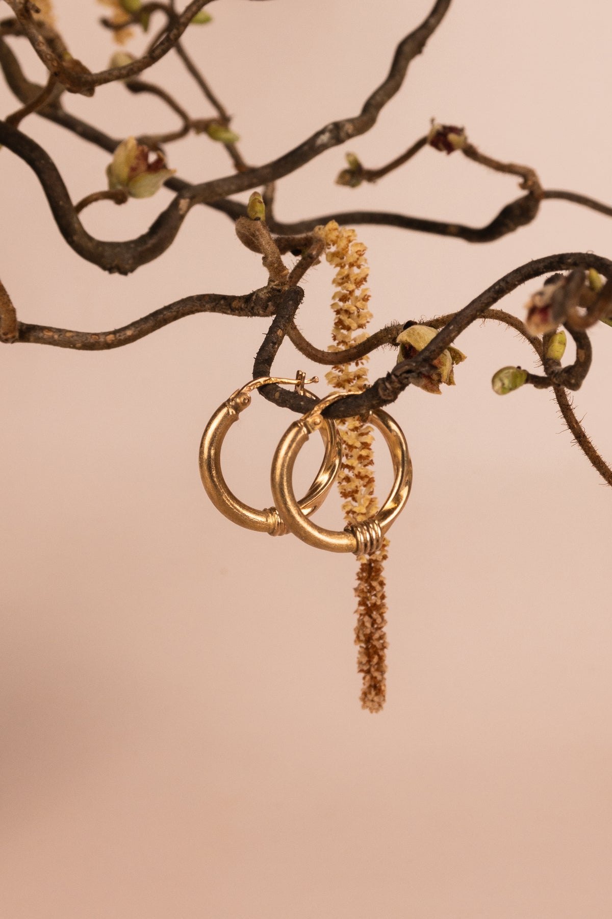 9ct Yellow Gold Half'n'half Hoop Earrings