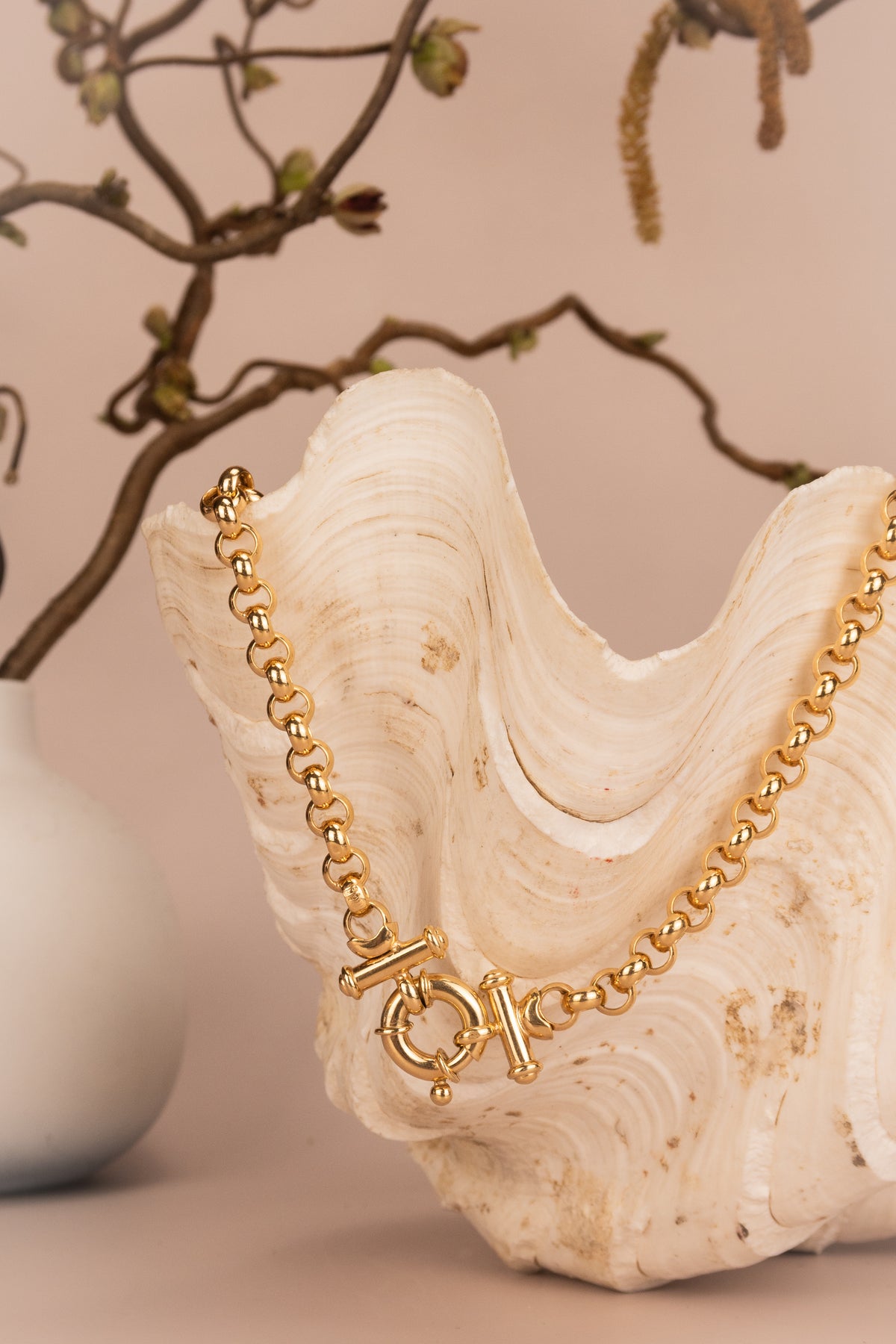 9ct Yellow Gold Belcher Necklace with Bar Eurobolt Clasp