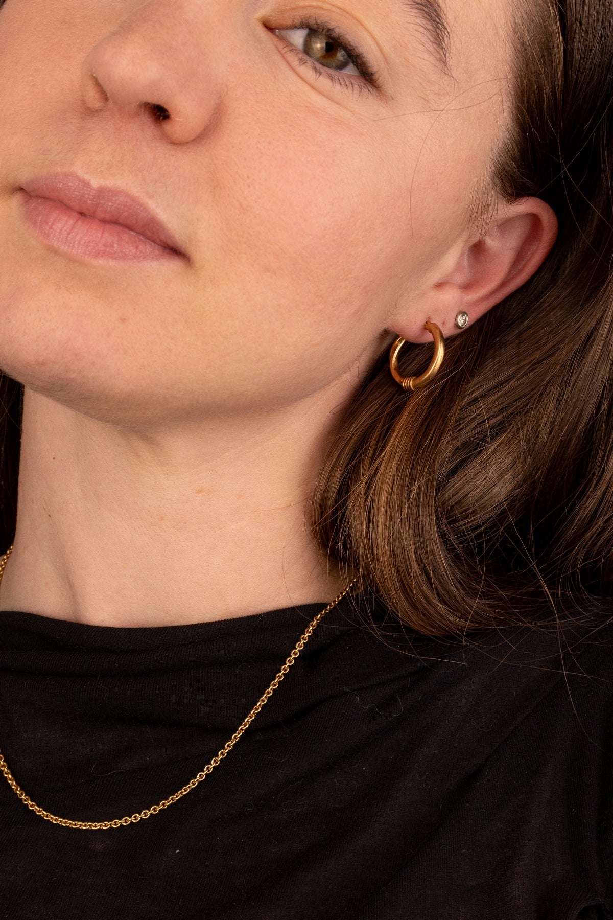 9ct Yellow Gold Half'n'half Hoop Earrings