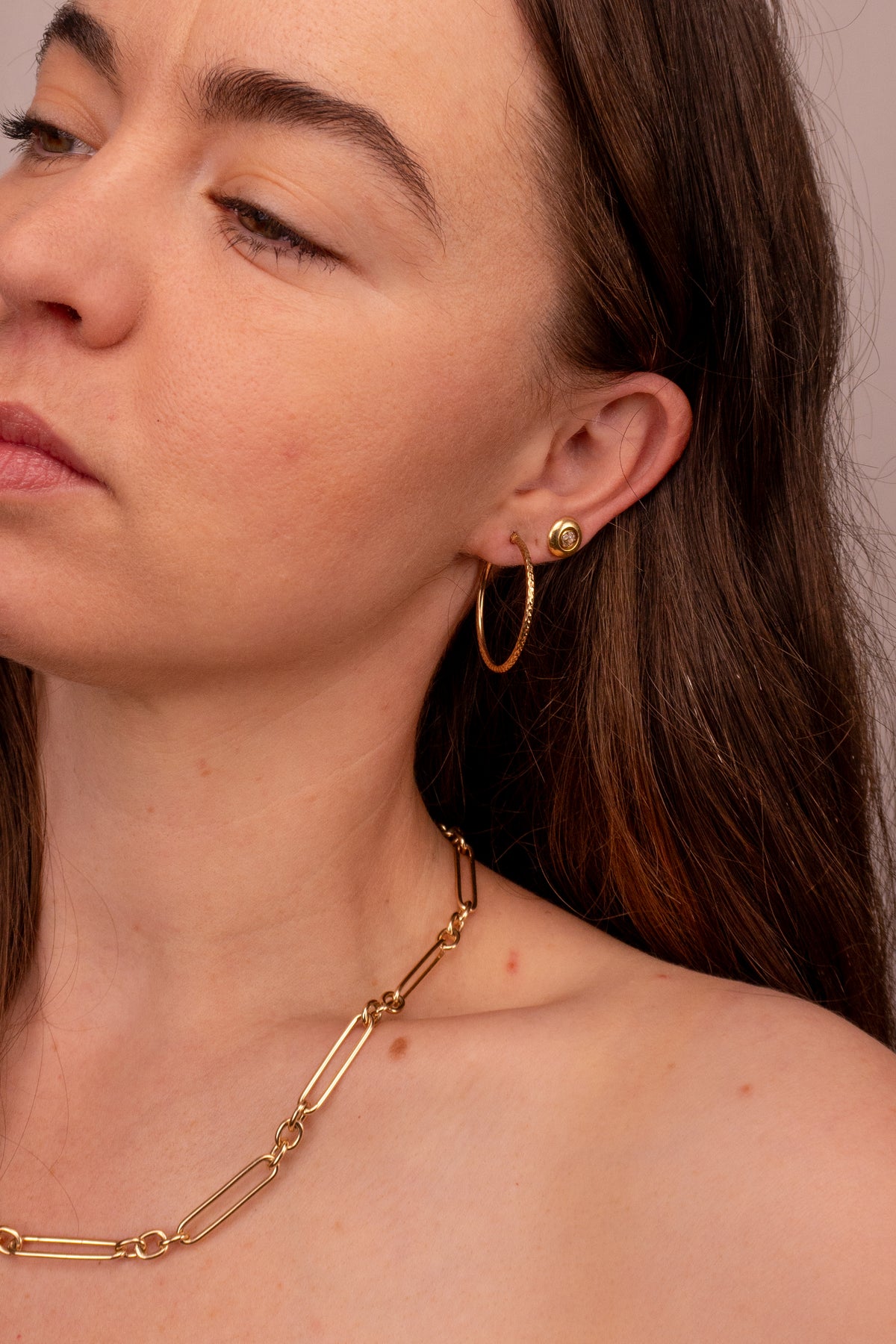 9ct Yellow Gold Textured Thin Hoop Earrings