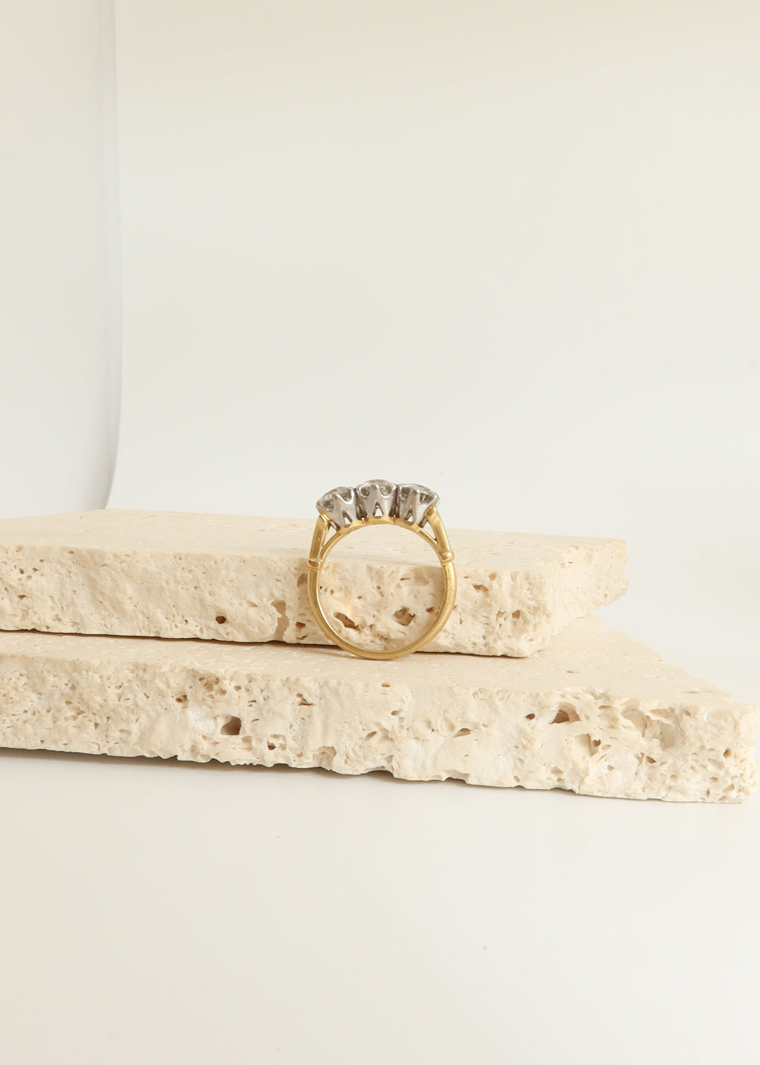 18ct Yellow Gold Old European Cut Diamond Trilogy Engagement Ring
