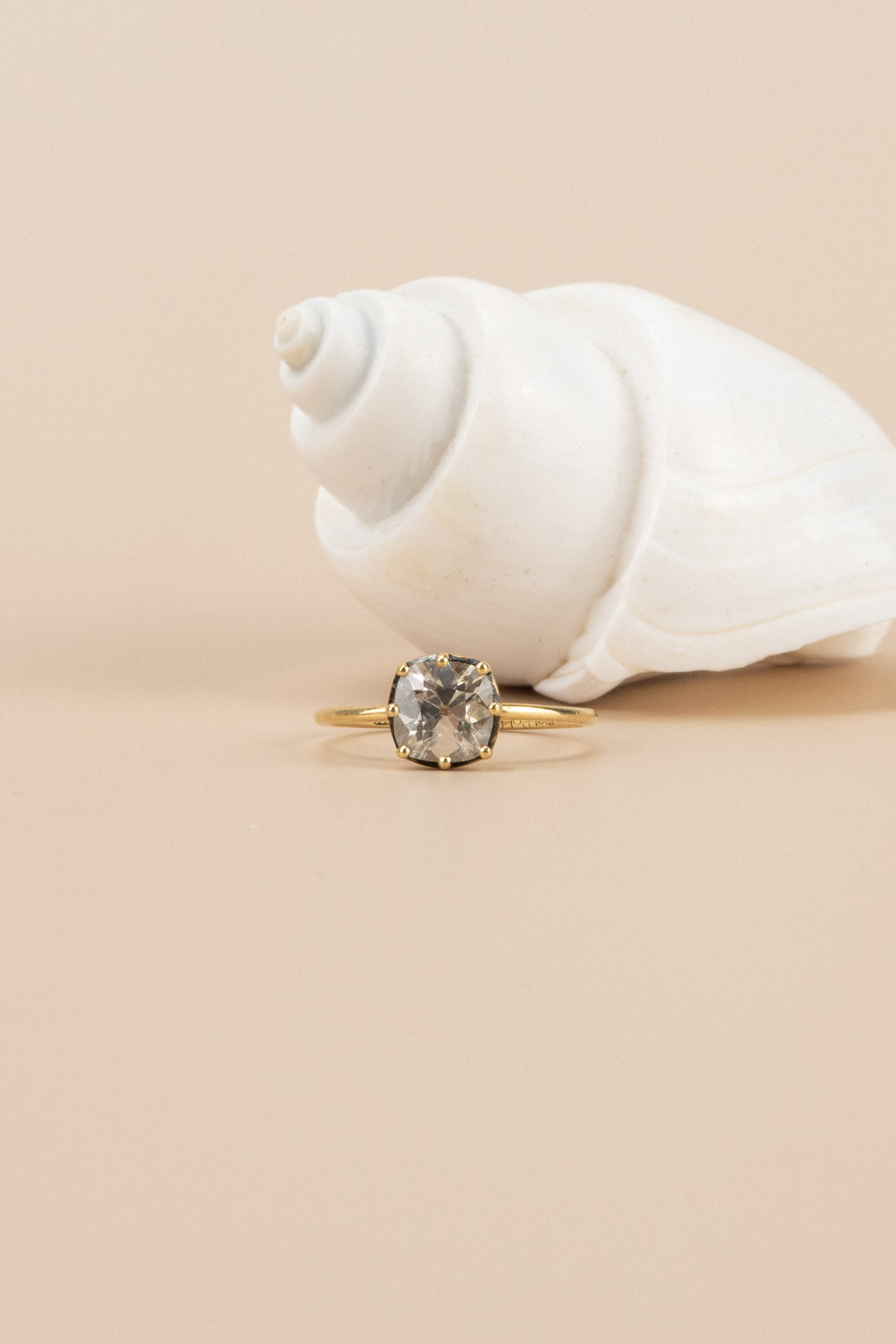 18ct Yellow Gold Cut Down Collet 1.1ct Cushion Cut Diamond Ring