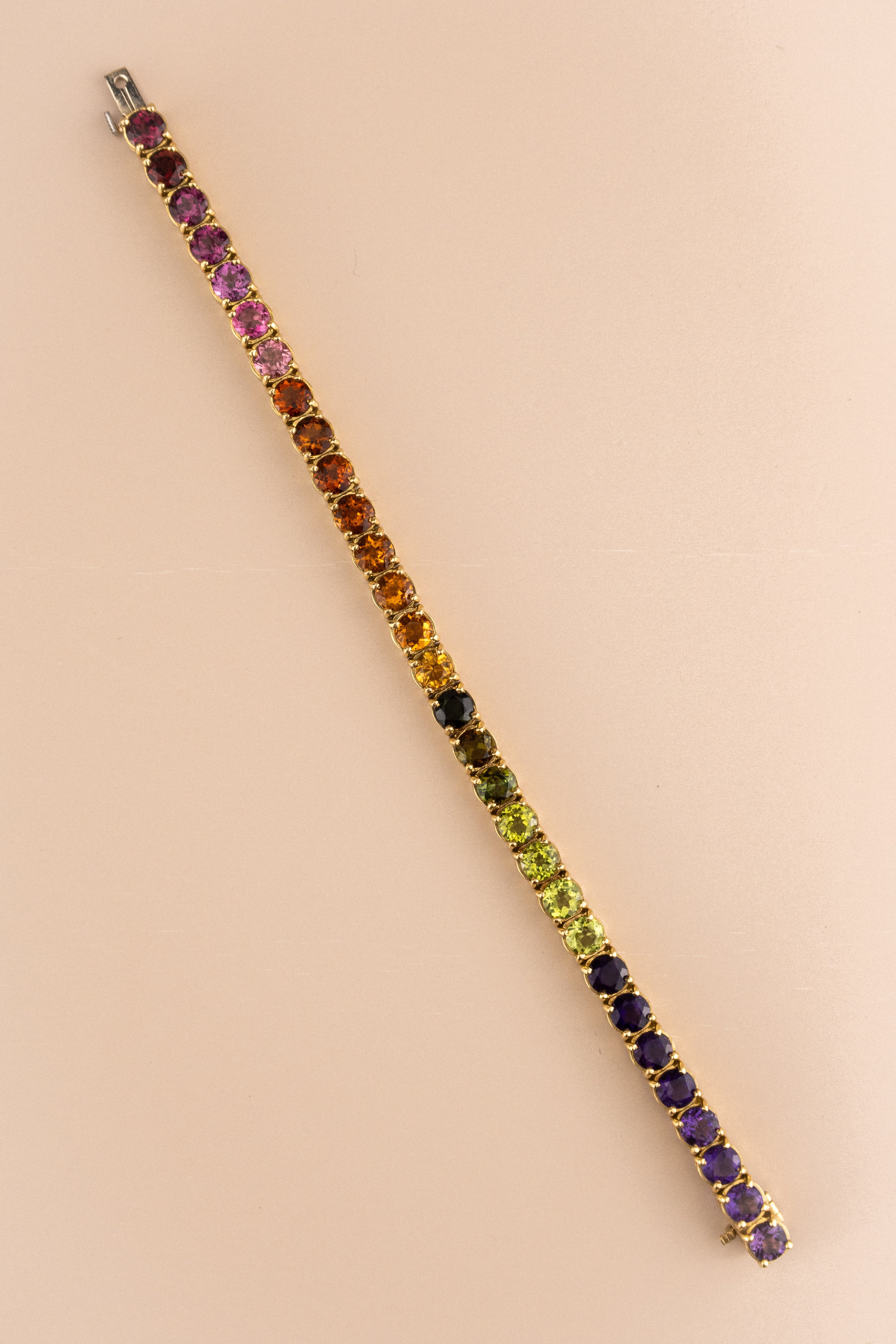 18ct Yellow Gold Rainbow Gemstone Tennis Bracelet