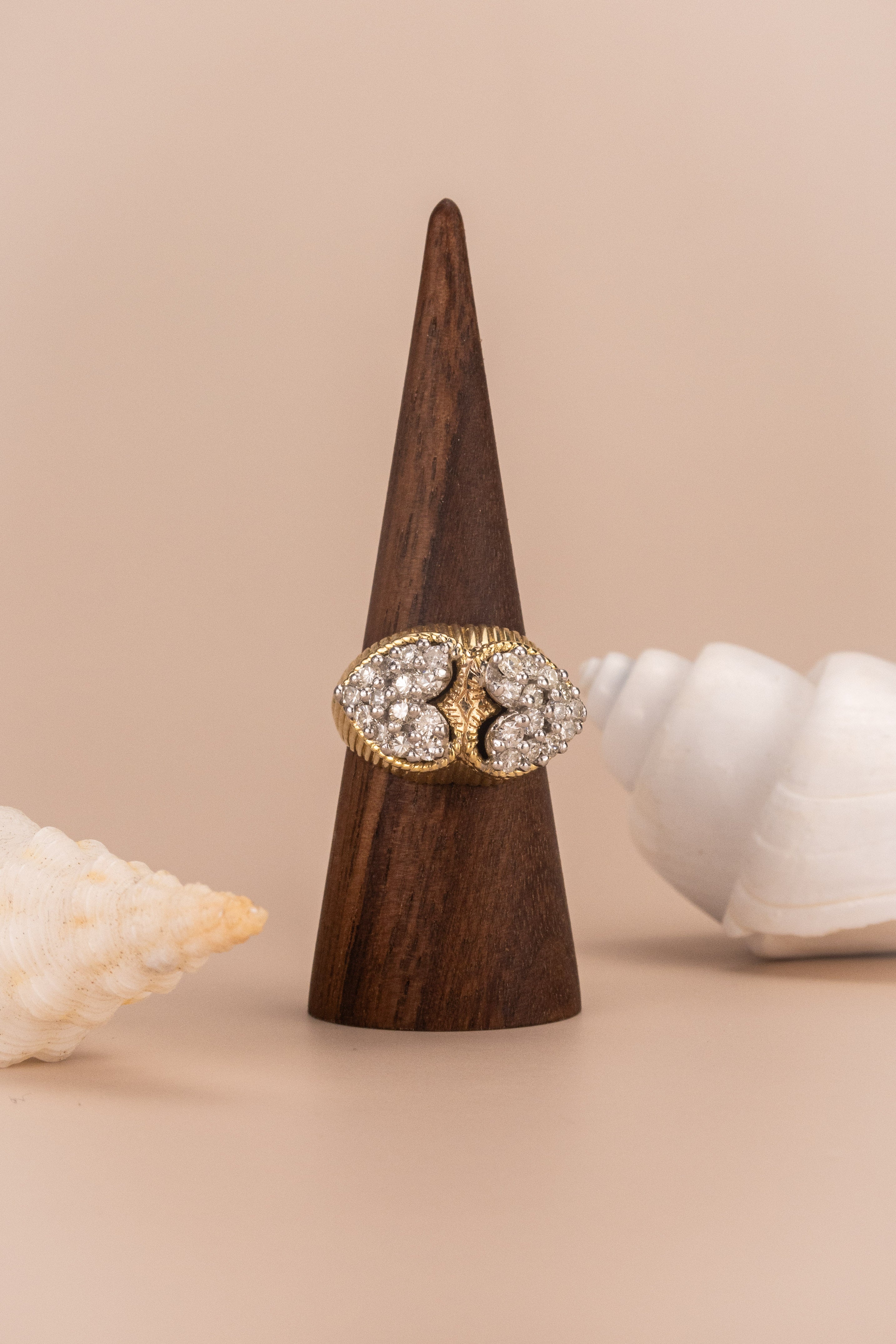 18ct Yellow Gold Diamond Double Heart Ring