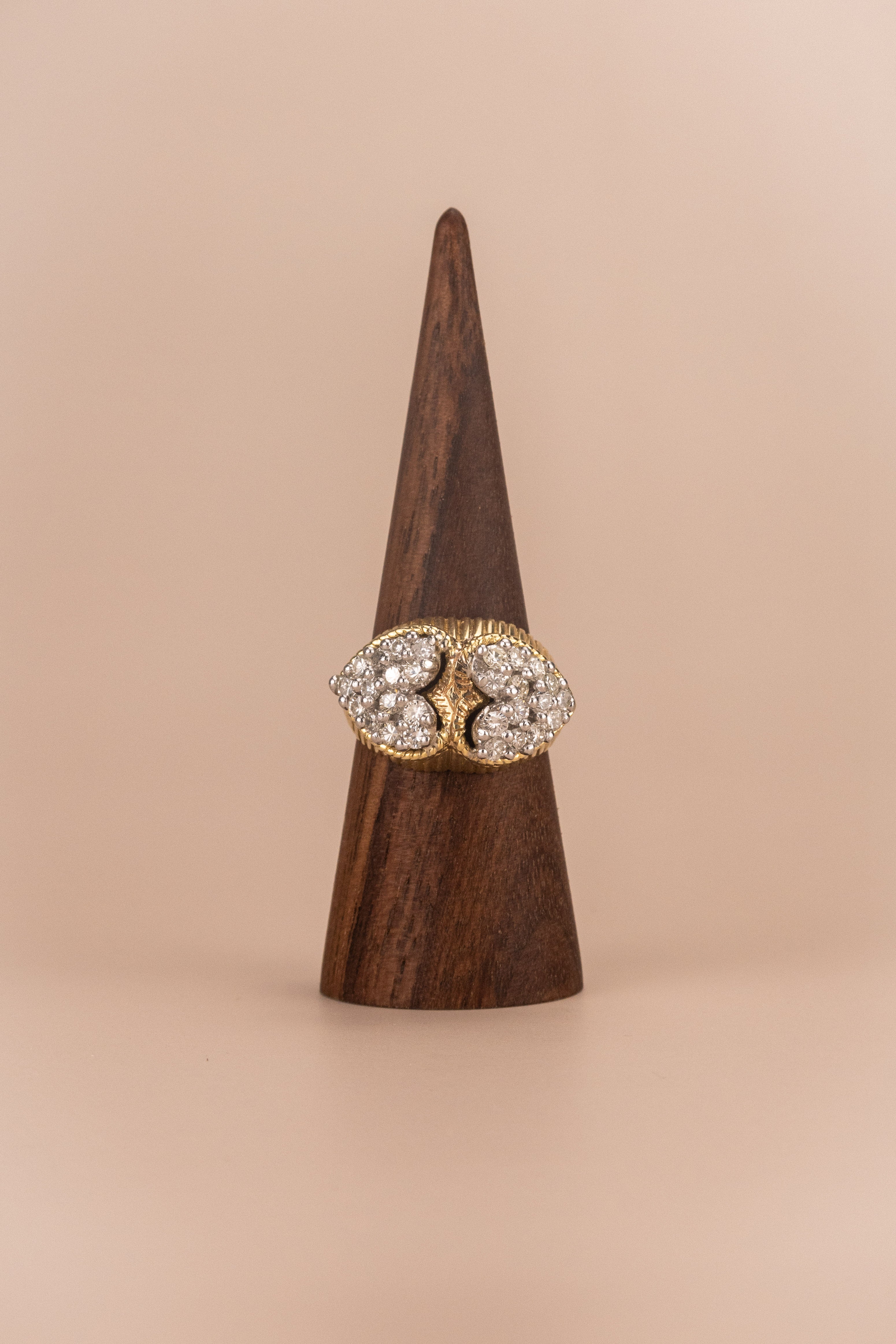 18ct Yellow Gold Diamond Double Heart Ring