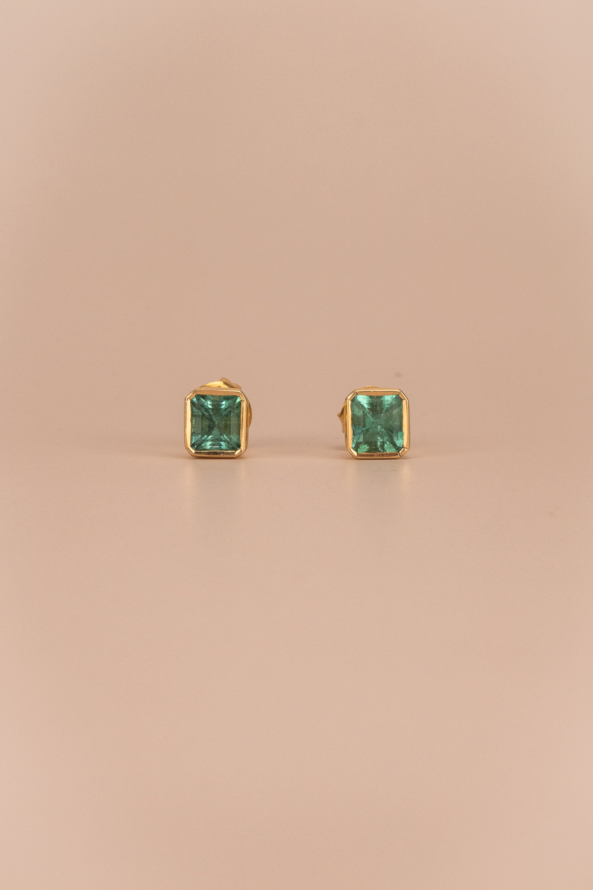 18ct Yellow Gold Emerald Earrings