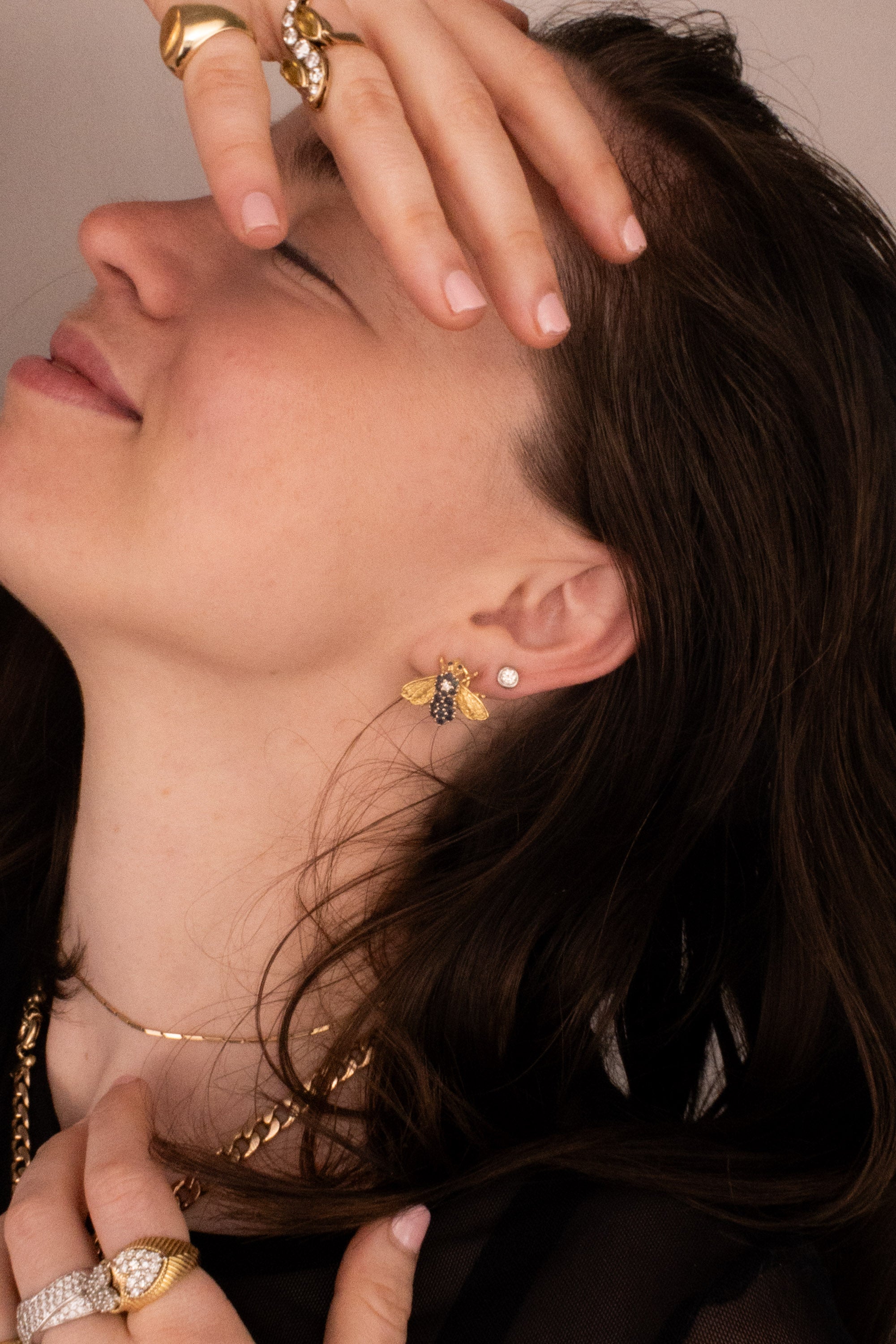 18ct Yellow Gold Diamond and Sapphire Bee Earrings