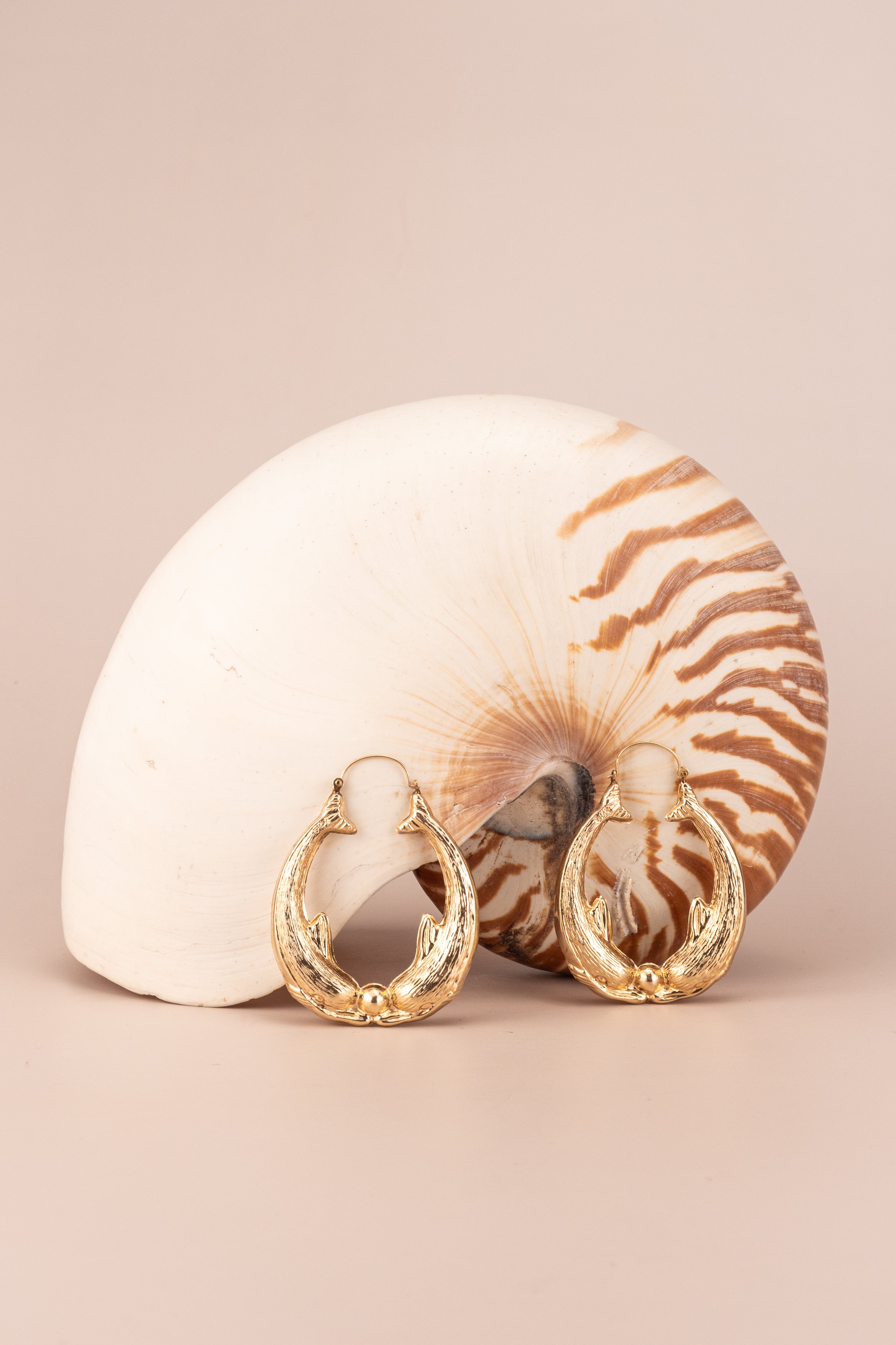 14ct Yellow Gold Mermaid Hoop Earrings