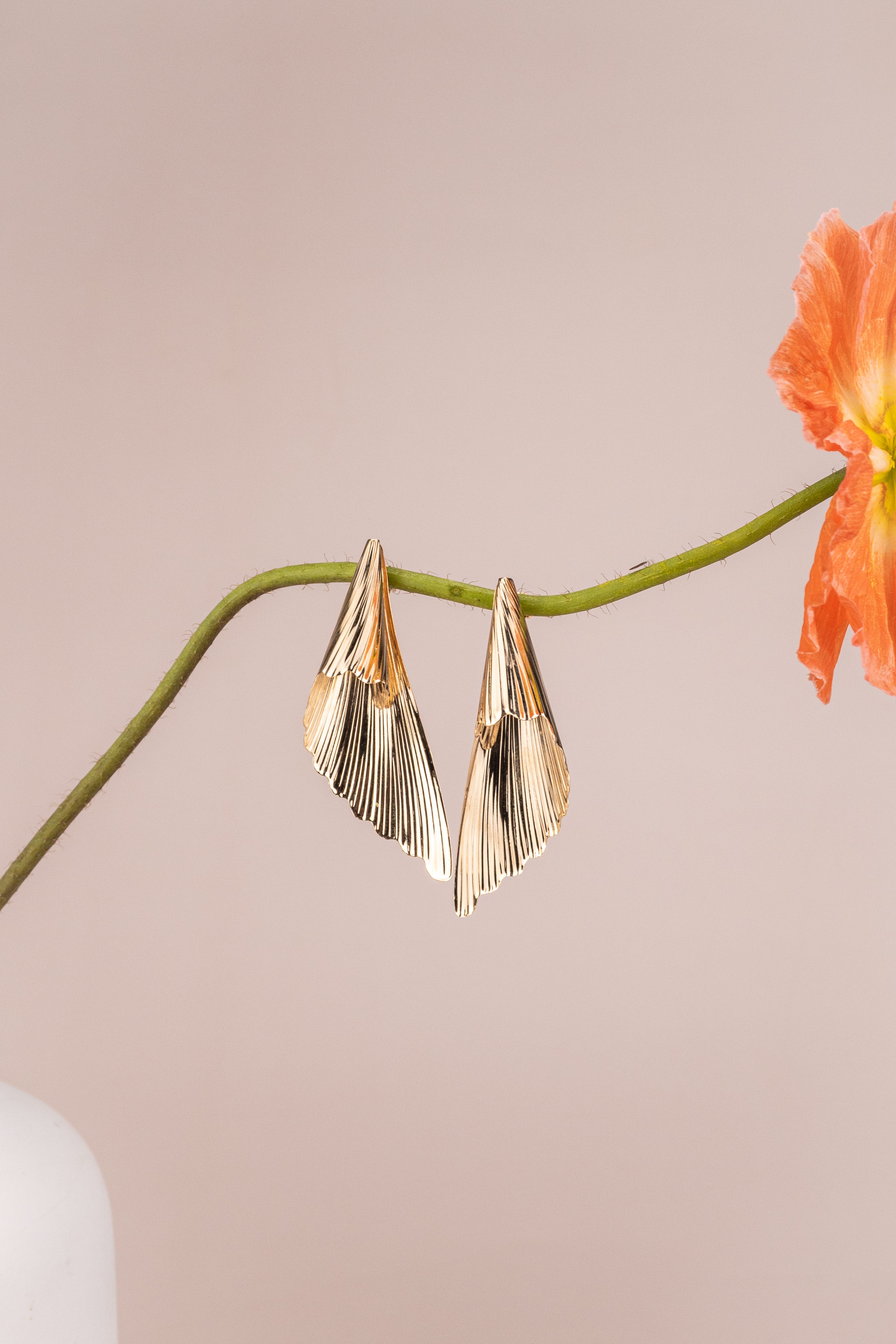 14ct Yellow Gold Scalloped Edge Earrings