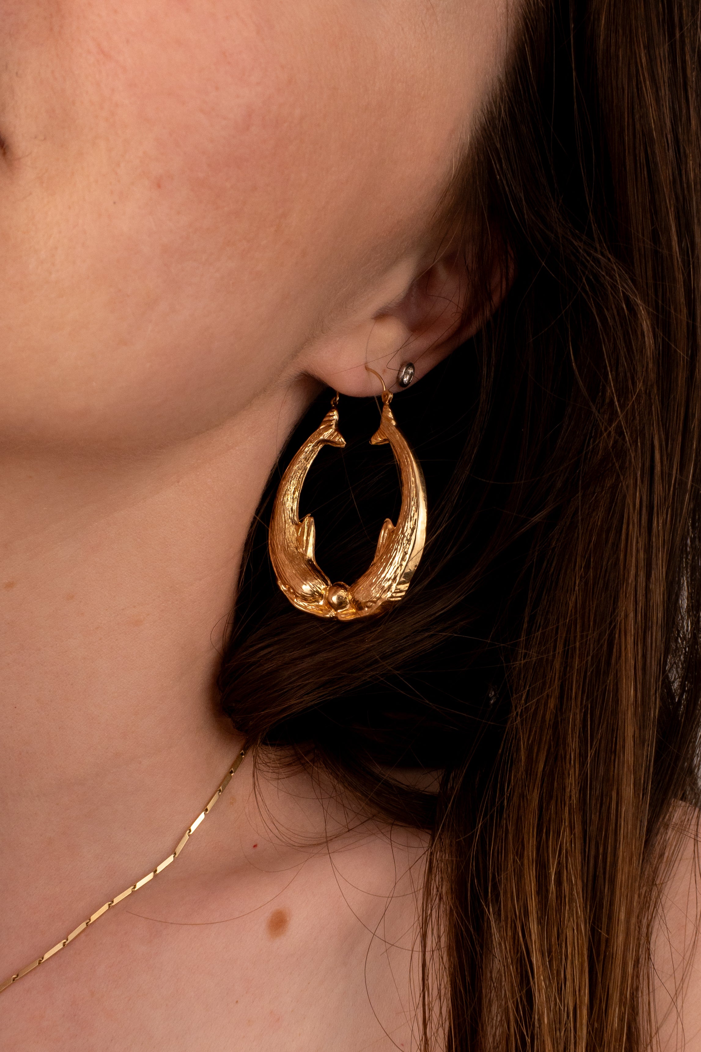 14ct Yellow Gold Mermaid Hoop Earrings