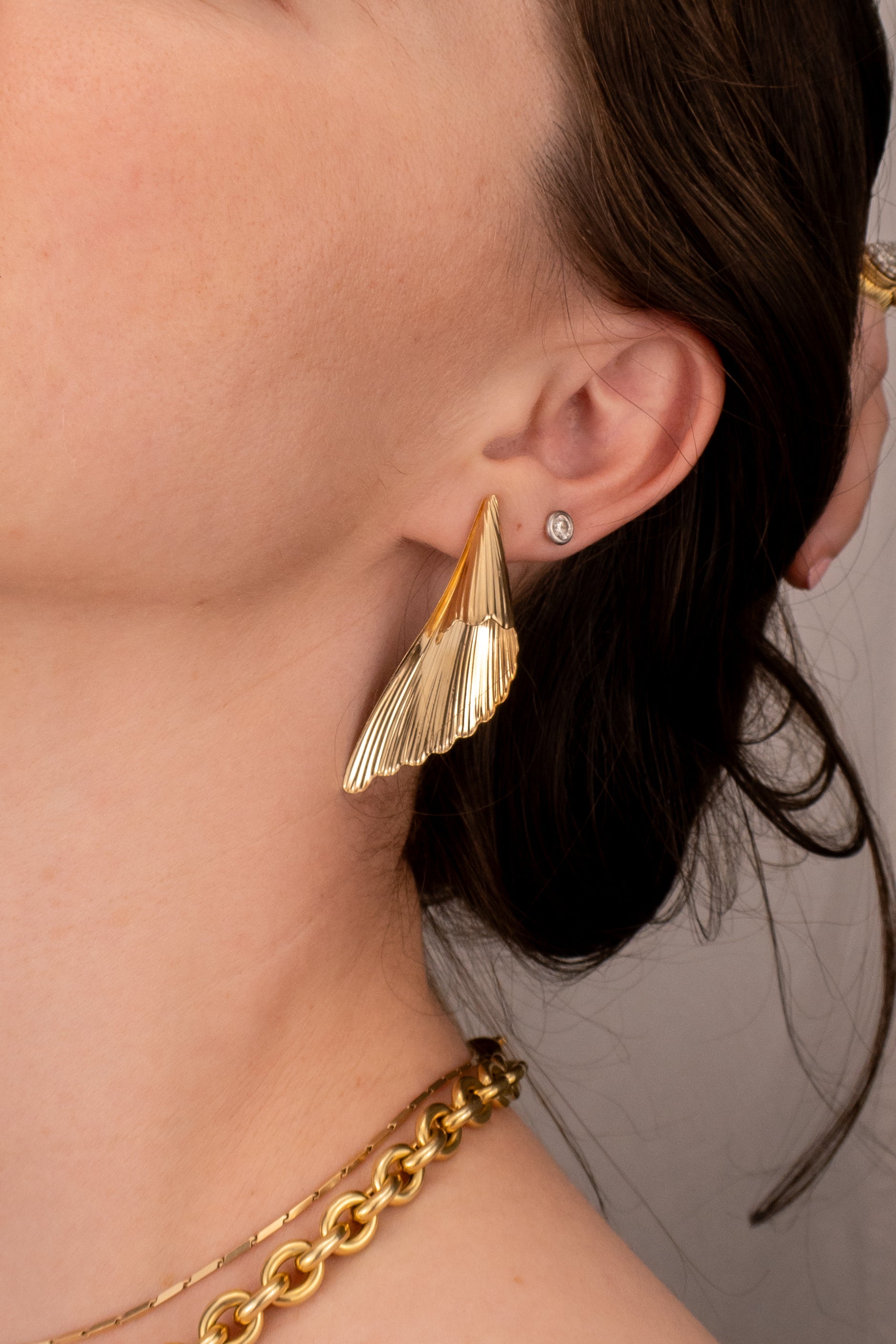 14ct Yellow Gold Scalloped Edge Earrings