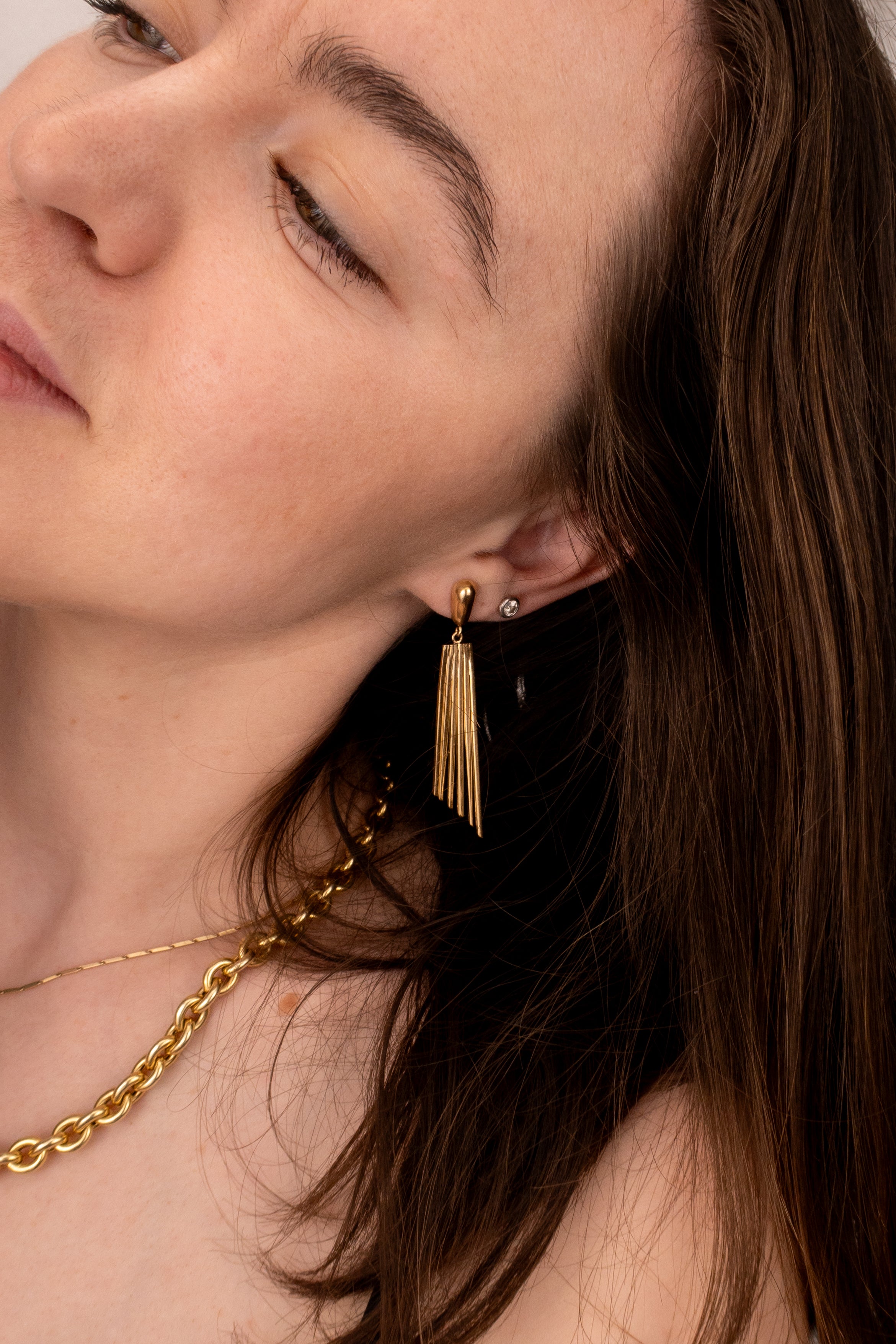 14ct Yellow Gold Fan Drop Earrings