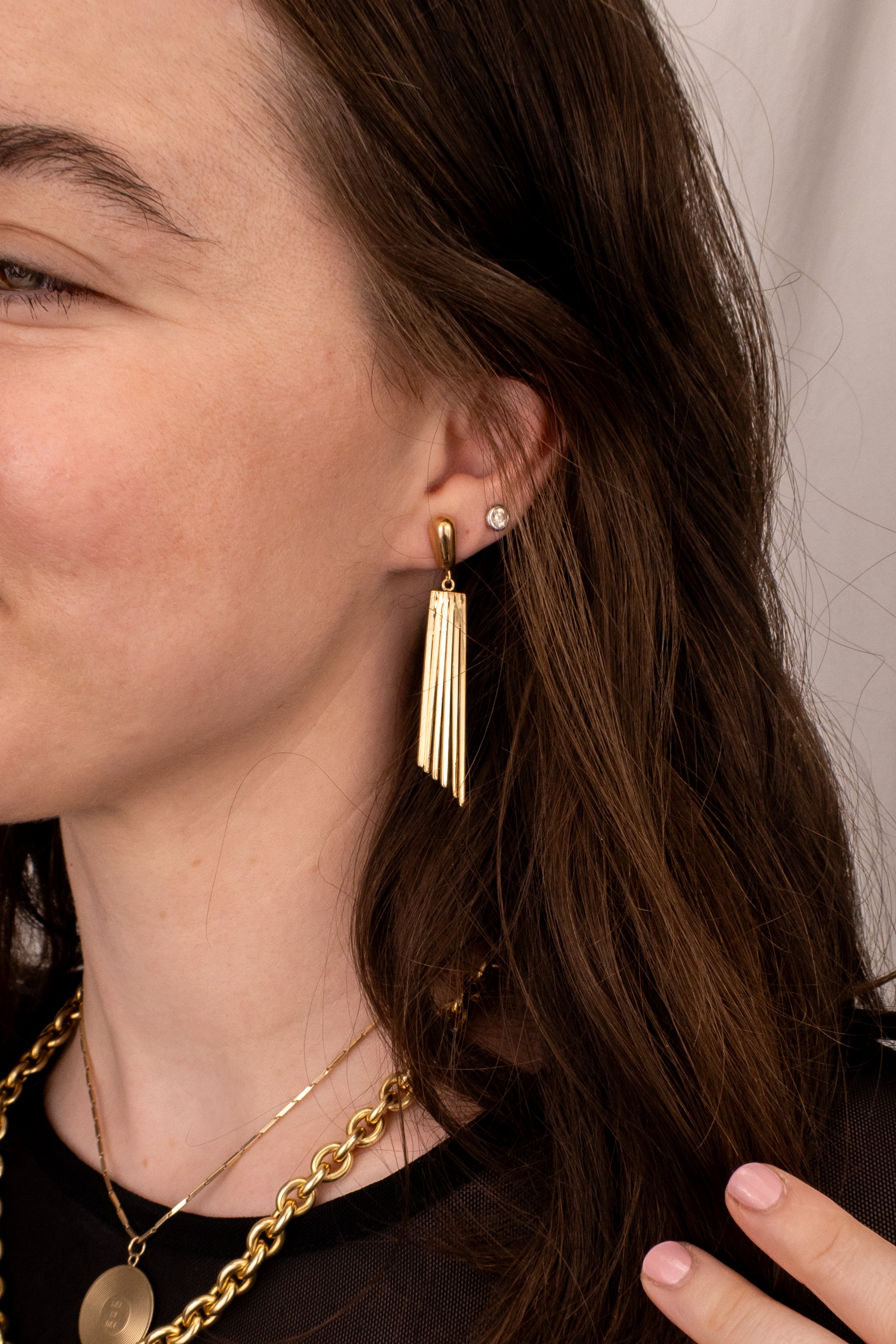14ct Yellow Gold Fan Drop Earrings