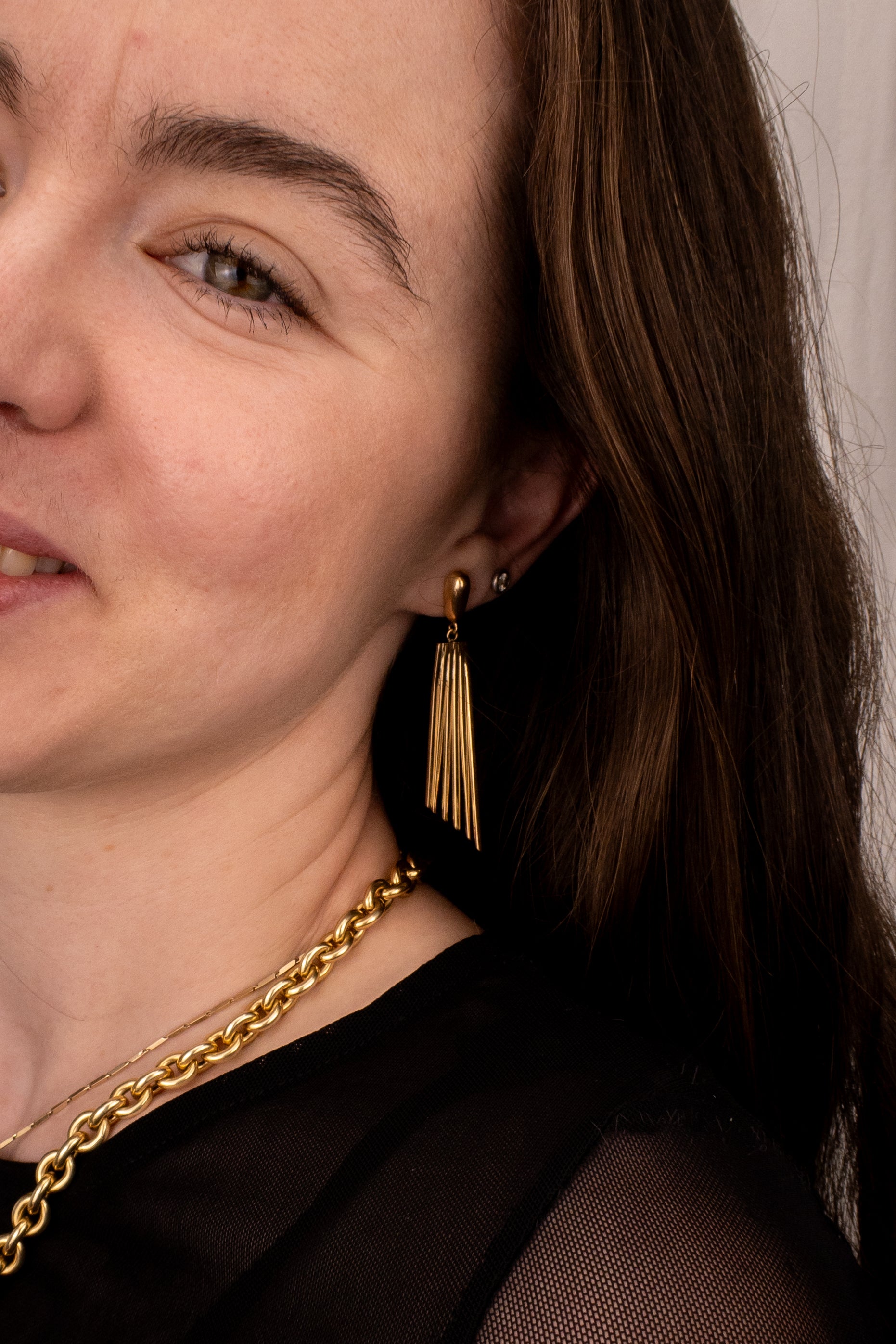 14ct Yellow Gold Fan Drop Earrings