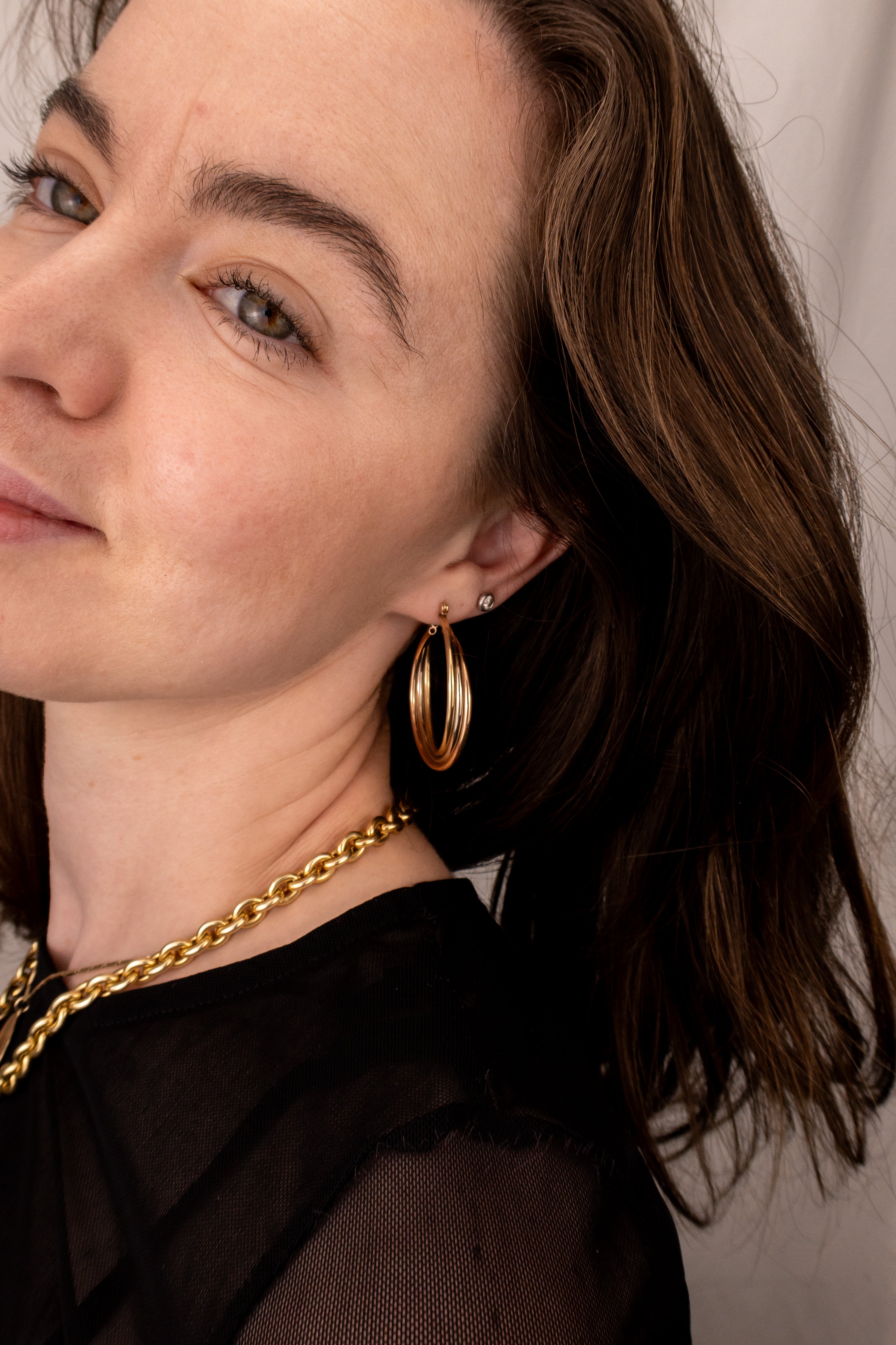 14ct Tri-Gold Twisted Hoops