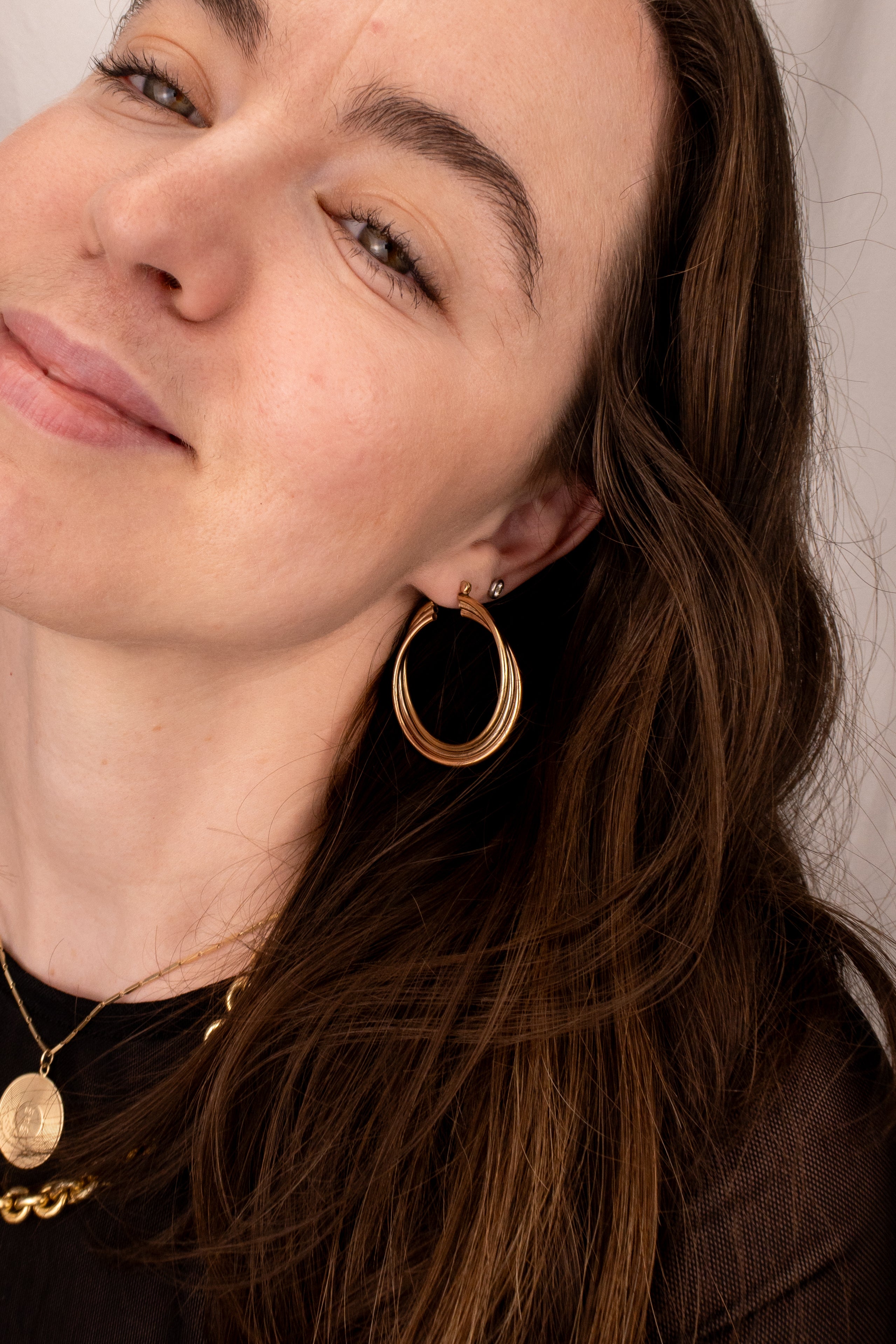 14ct Tri-Gold Twisted Hoops