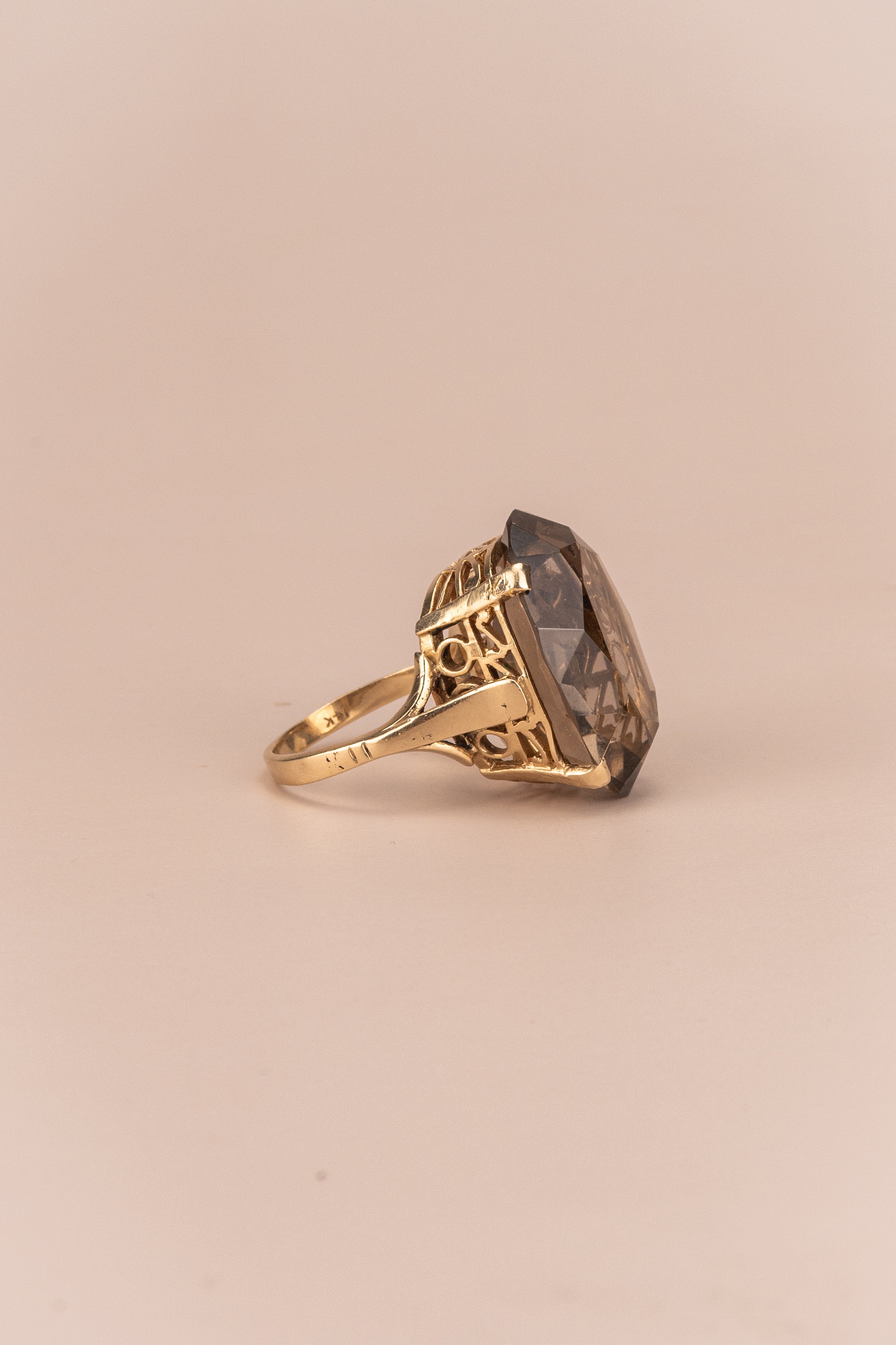 14ct Yellow Gold Smokey Quartz Ring