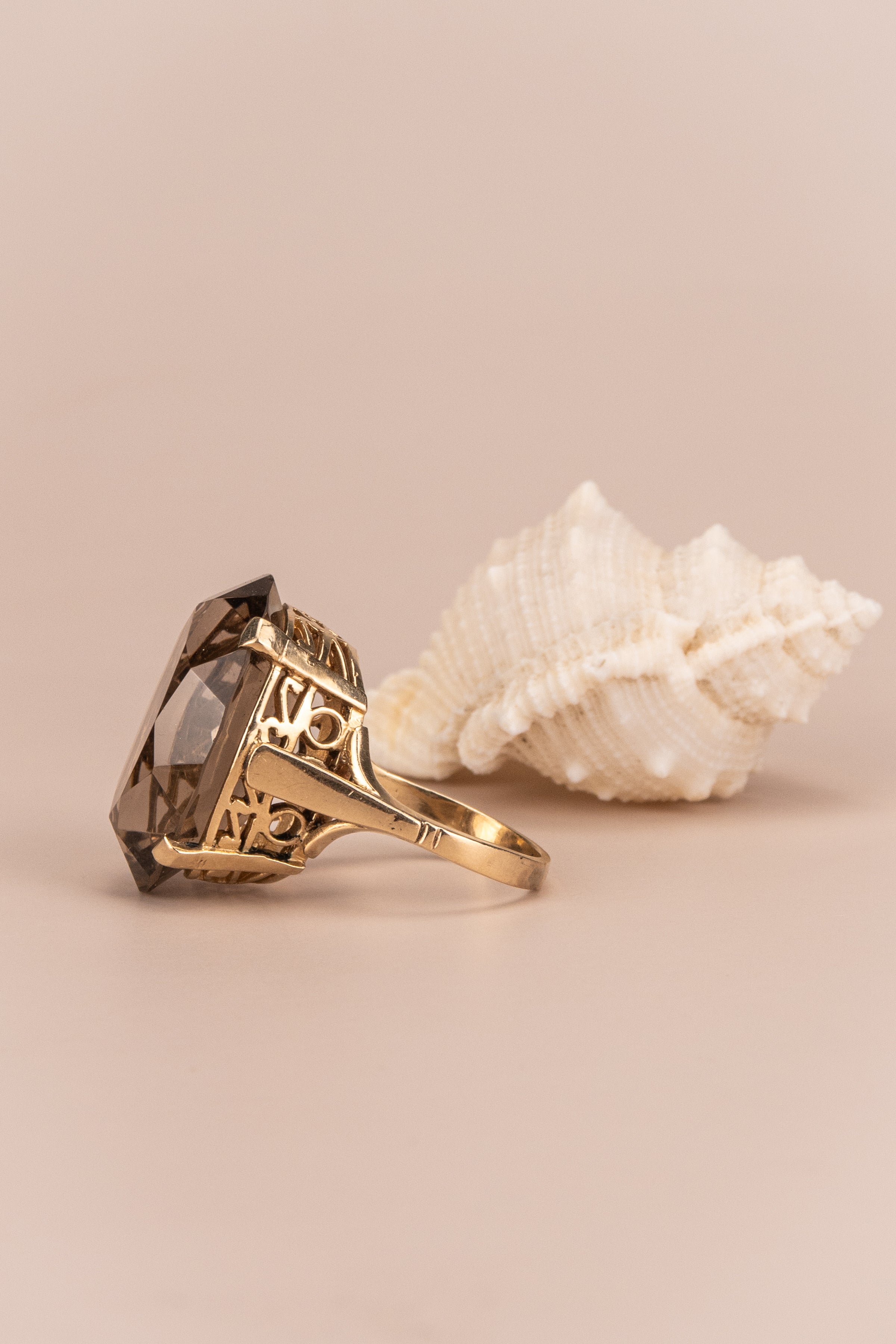 14ct Yellow Gold Smokey Quartz Ring