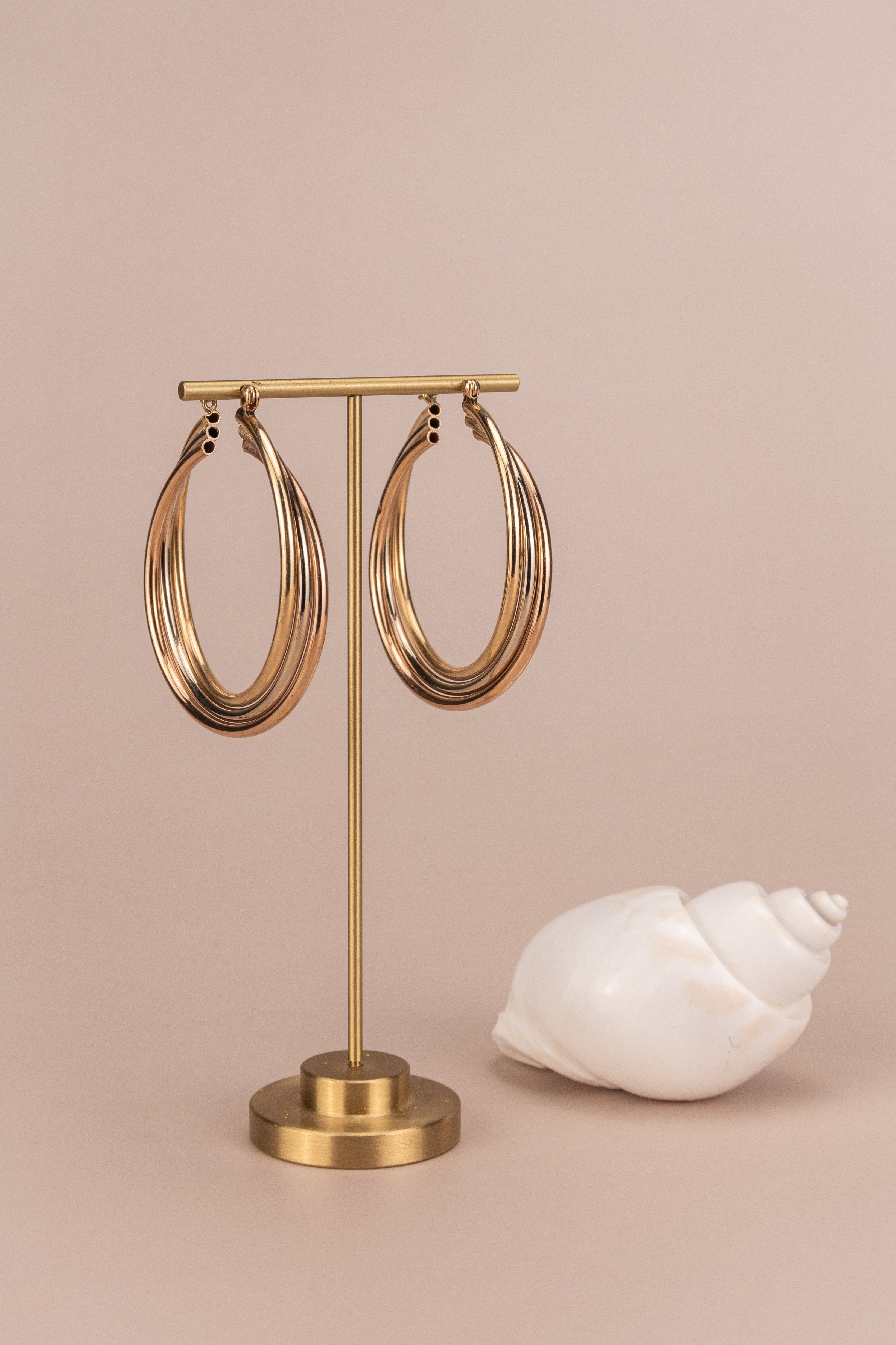14ct Tri-Gold Twisted Hoops