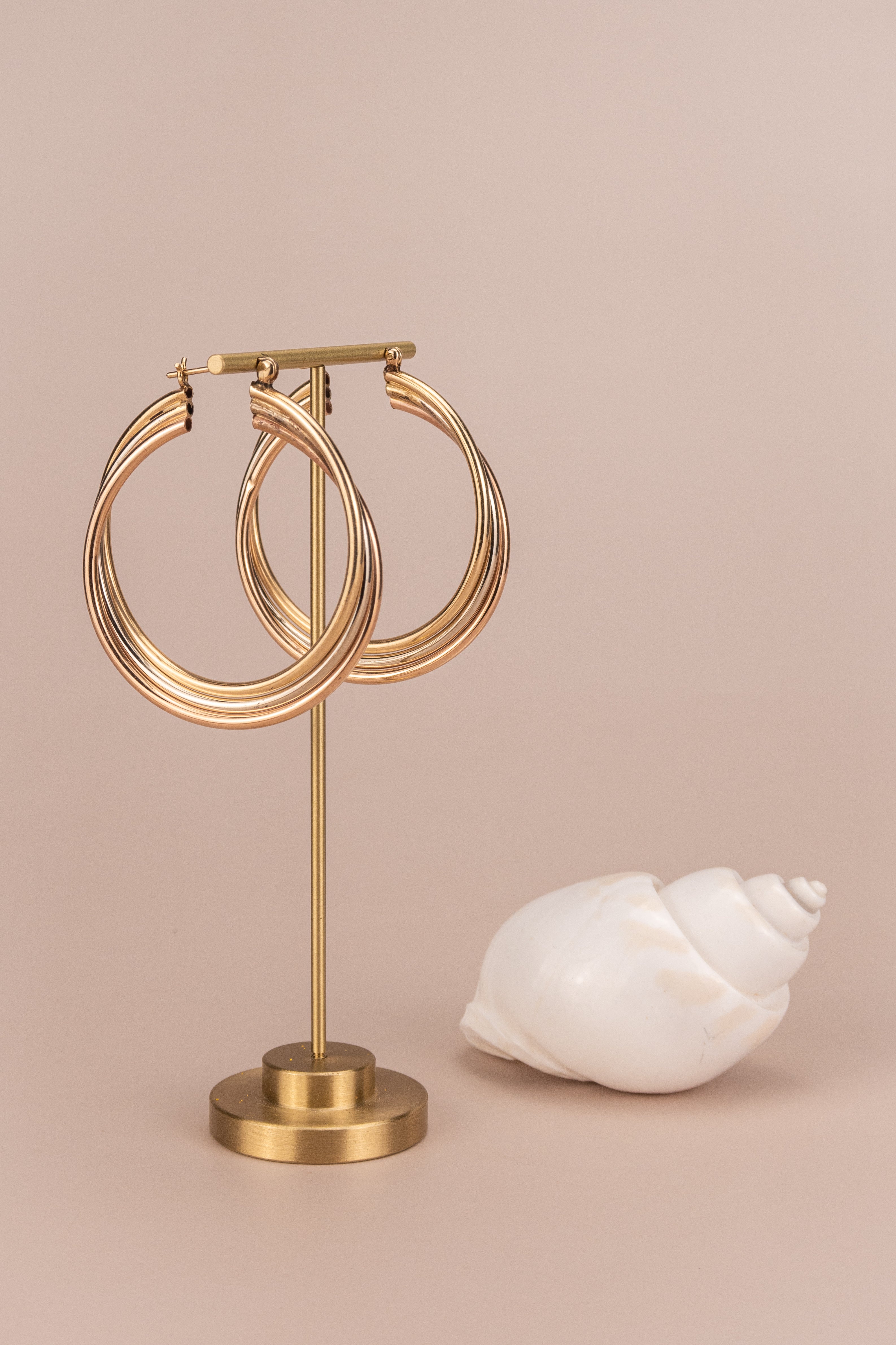 14ct Tri-Gold Twisted Hoops