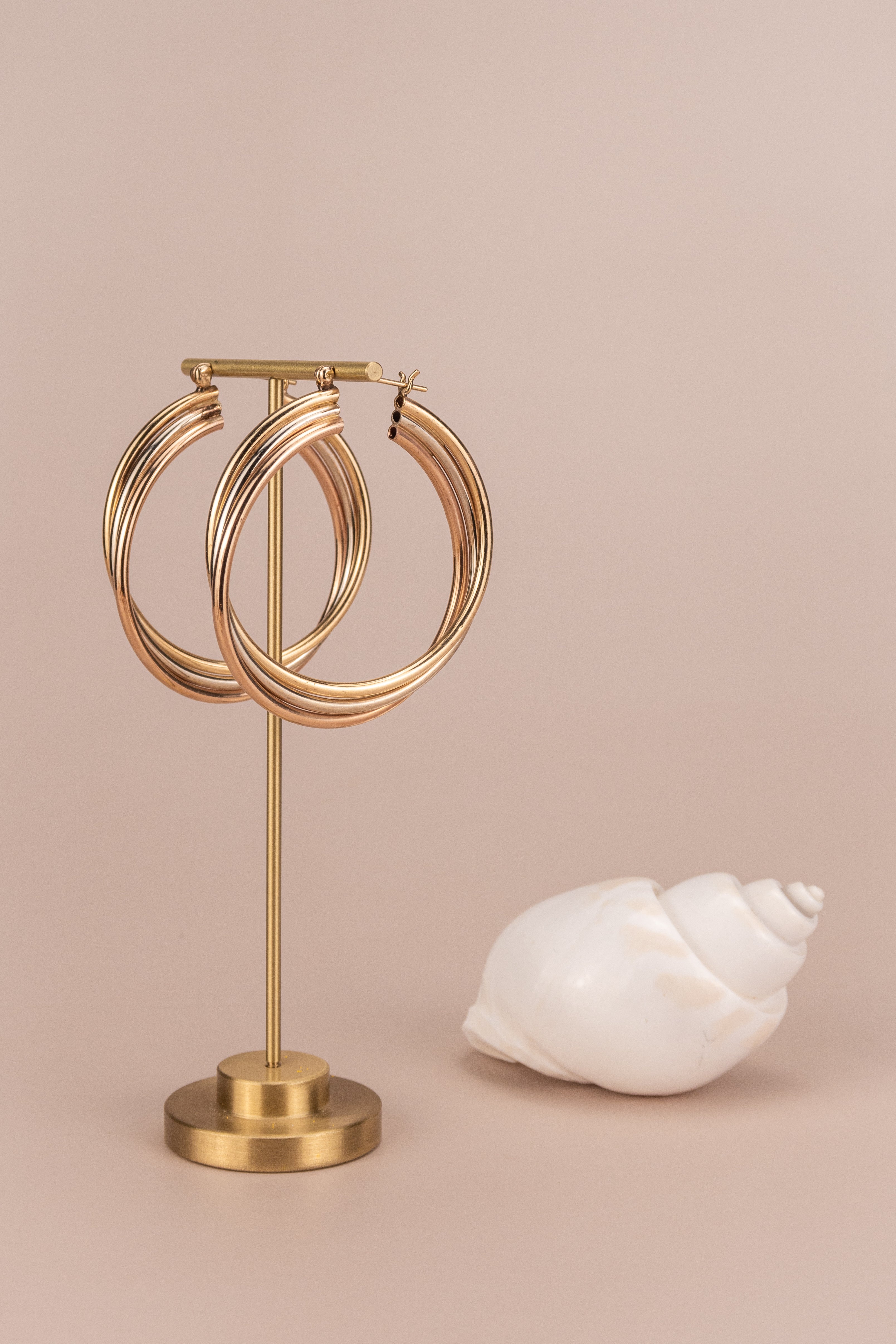 14ct Tri-Gold Twisted Hoops