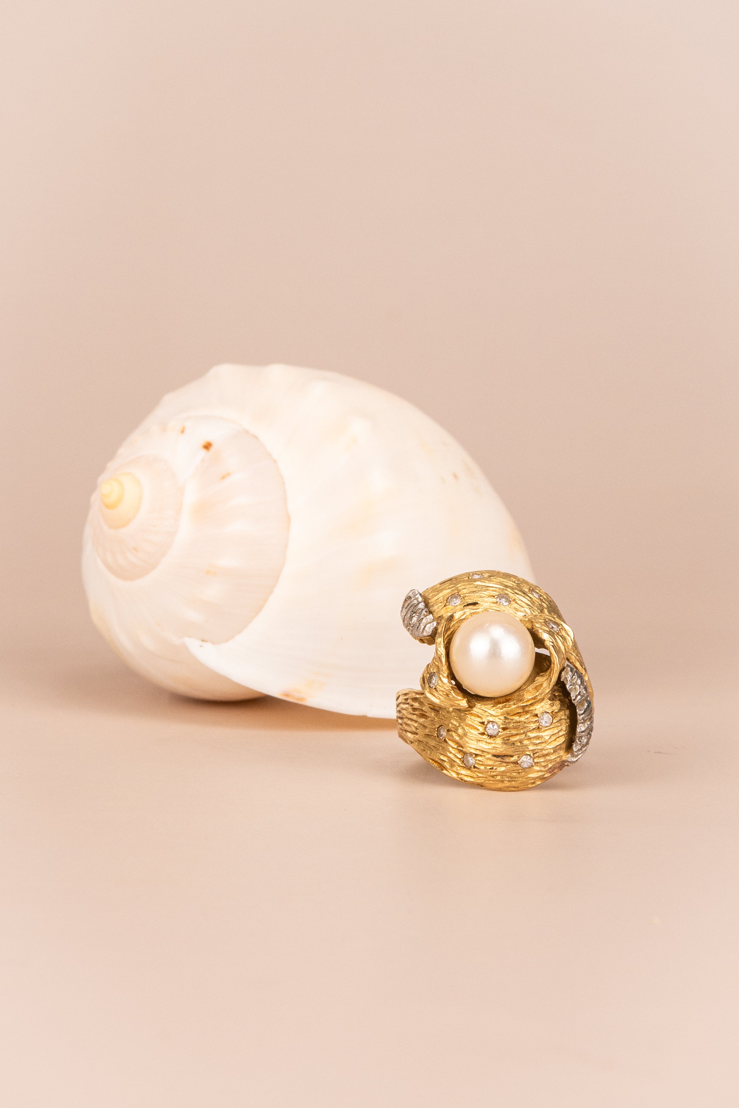 18ct Yellow Gold Pearl & Diamond Ring