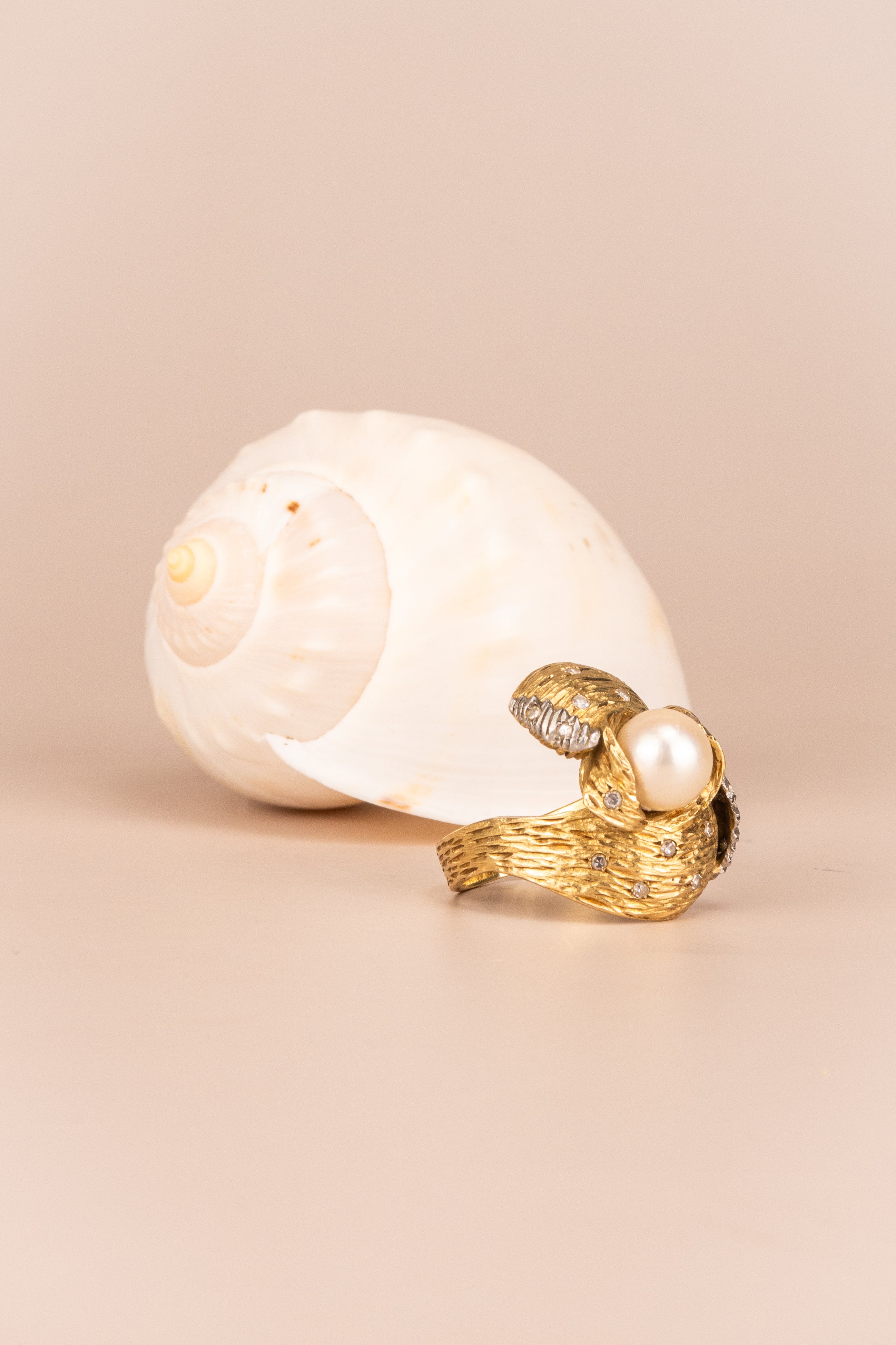 18ct Yellow Gold Pearl & Diamond Ring