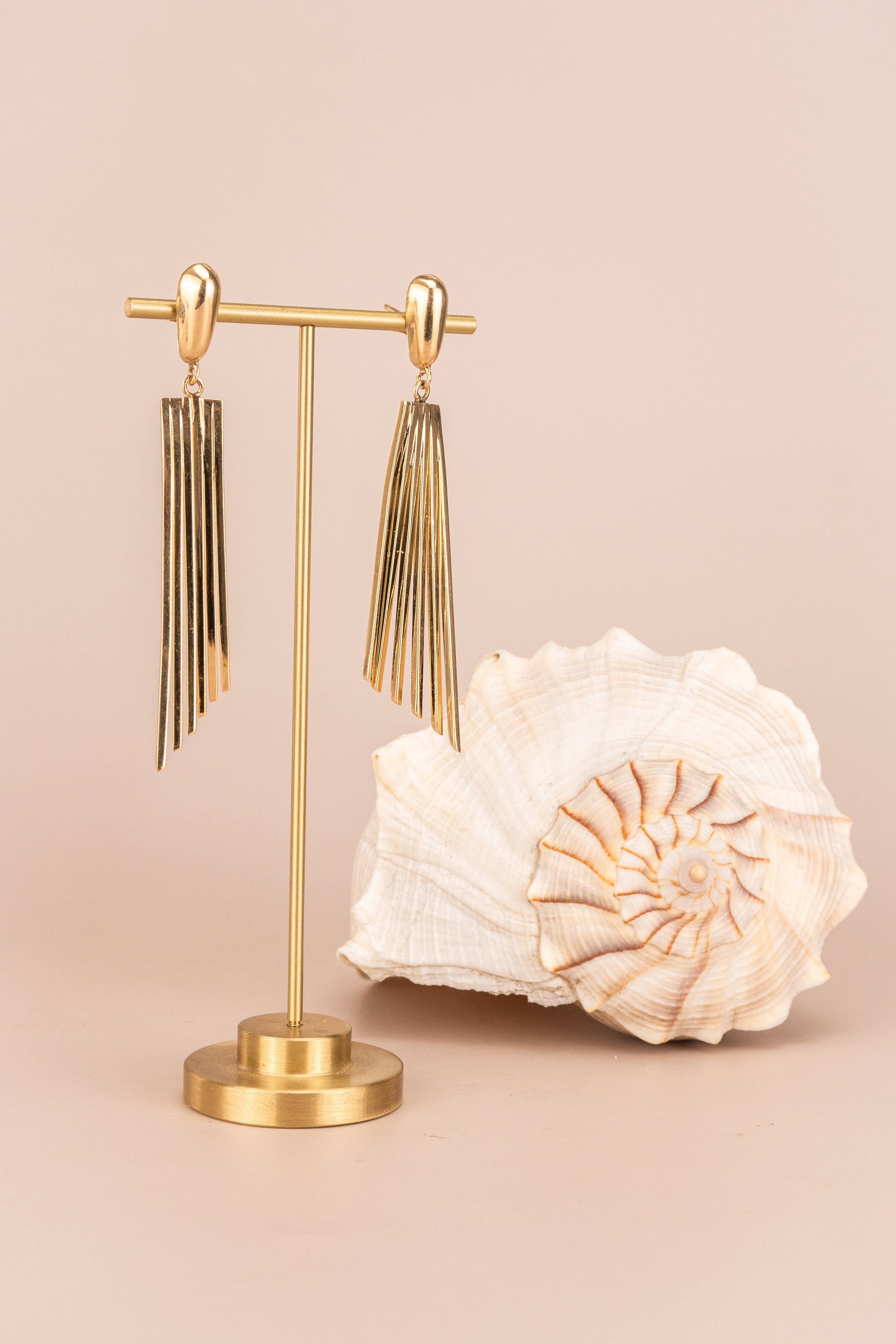 14ct Yellow Gold Fan Drop Earrings