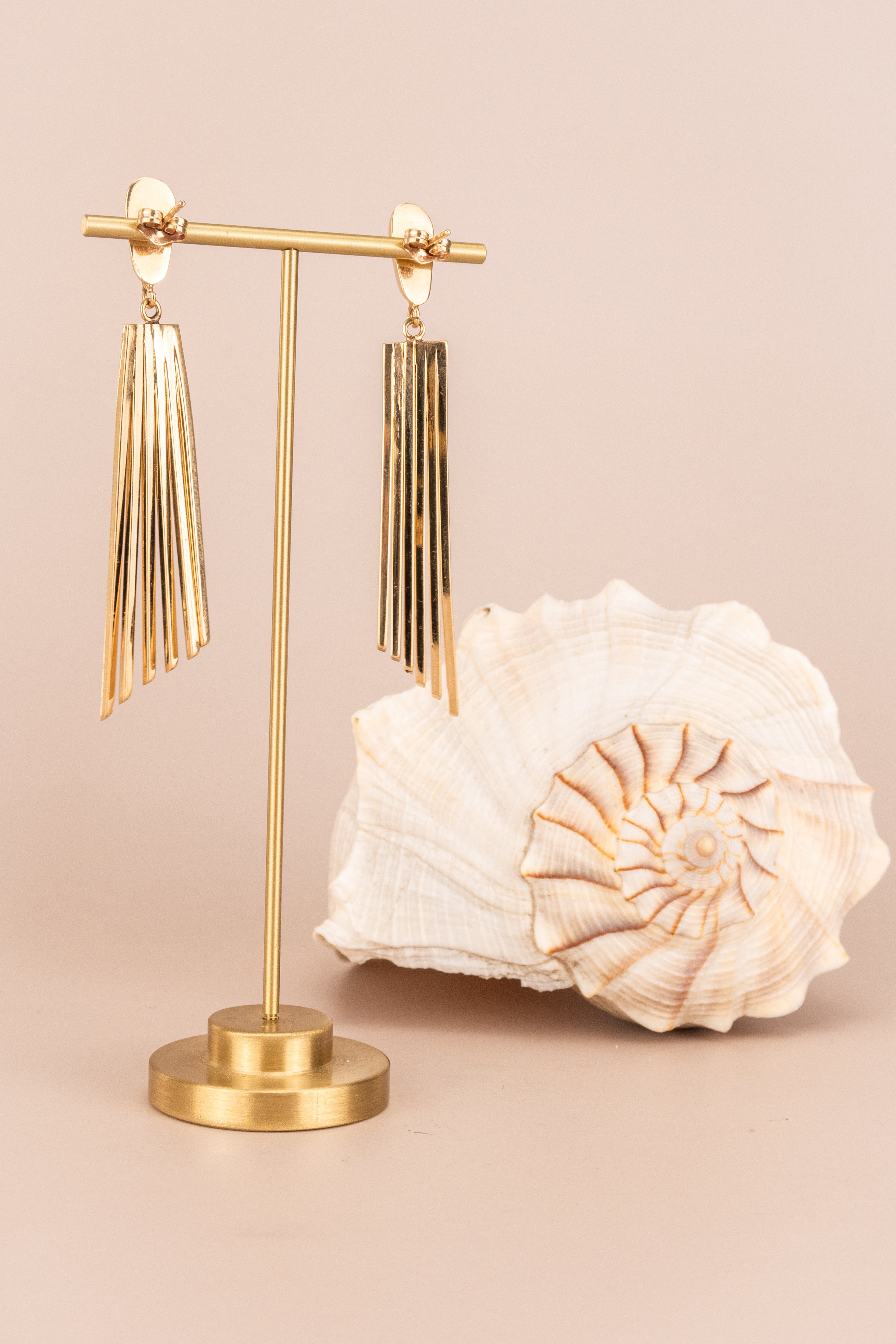 14ct Yellow Gold Fan Drop Earrings