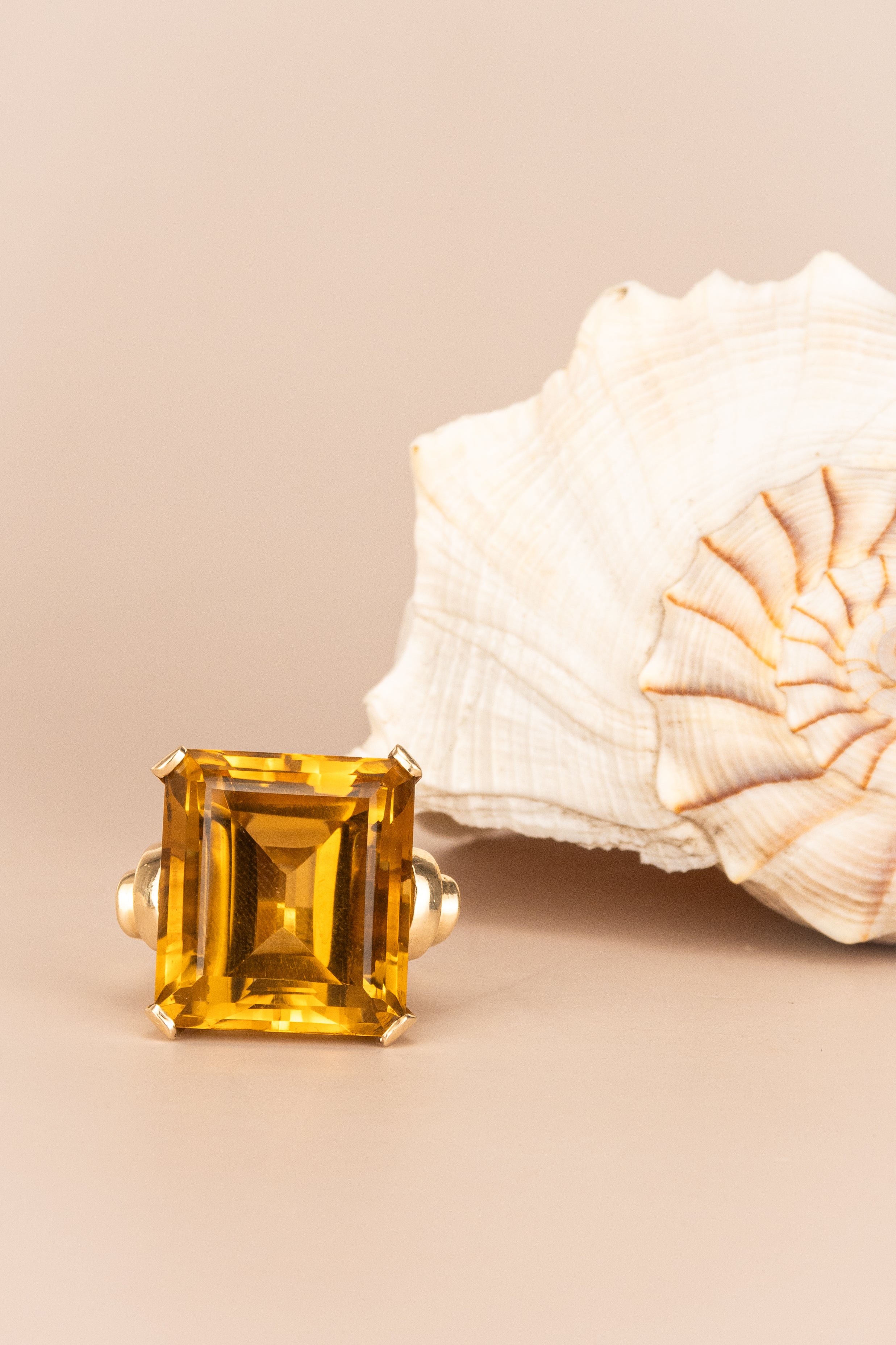 14ct Yellow Gold Massive Citrine Cocktail Ring