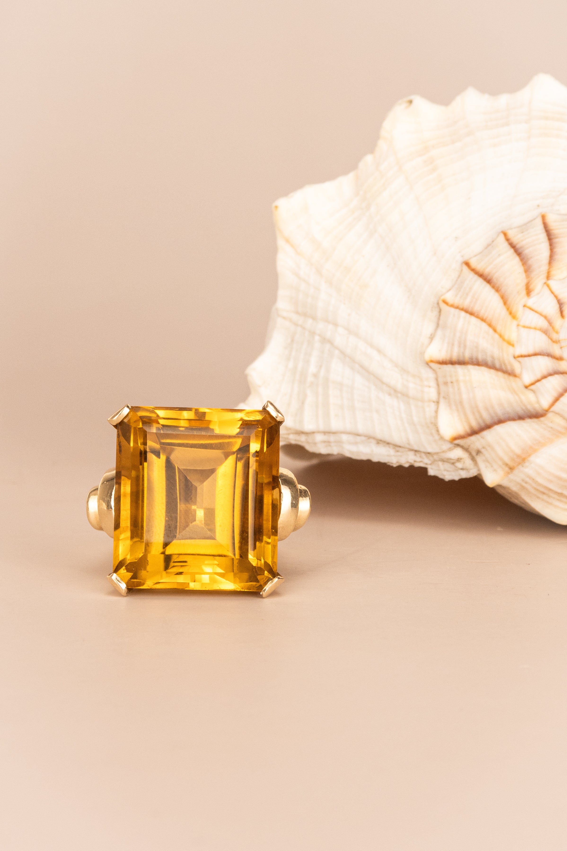 14ct Yellow Gold Massive Citrine Cocktail Ring