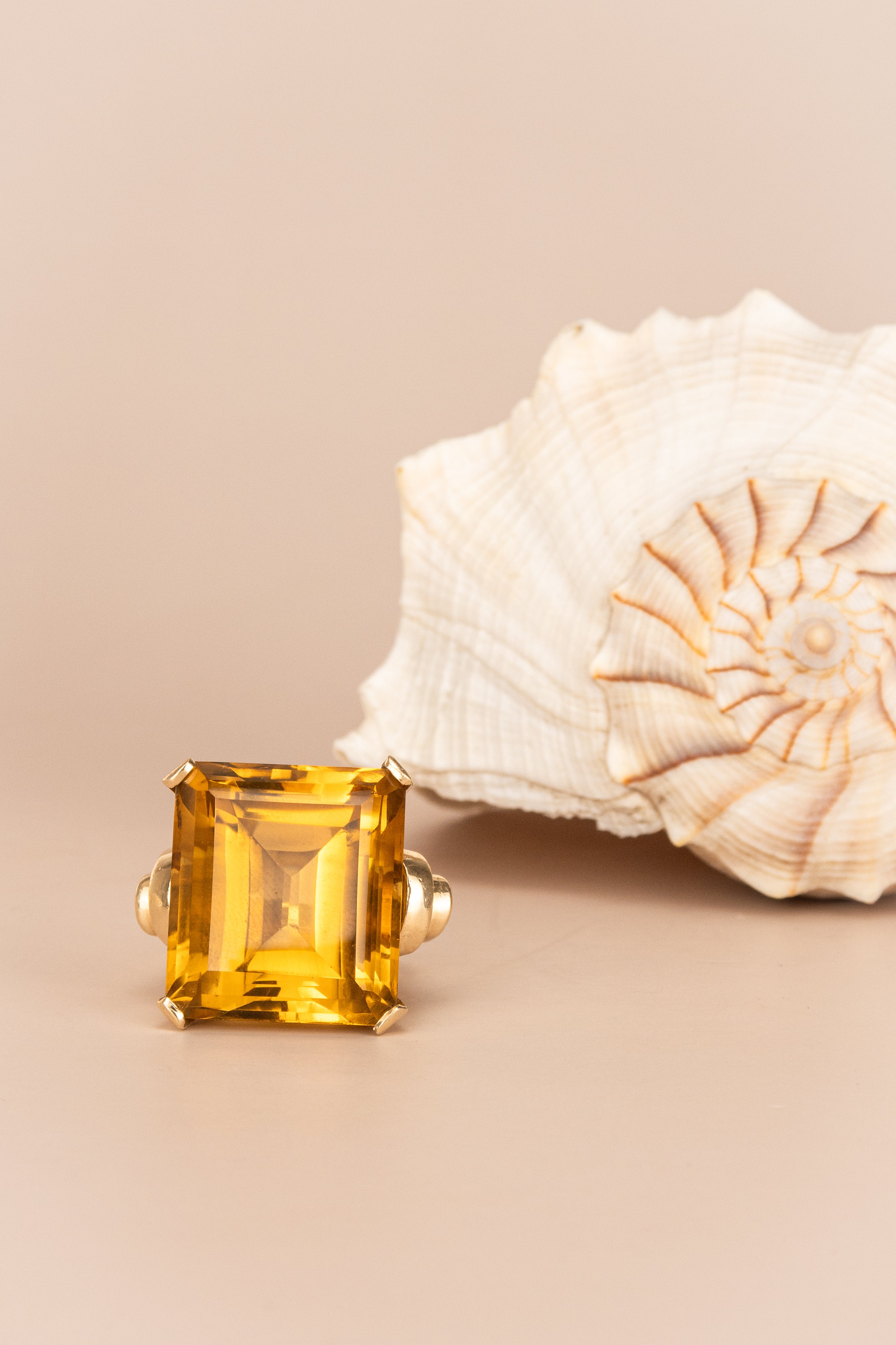 14ct Yellow Gold Massive Citrine Cocktail Ring