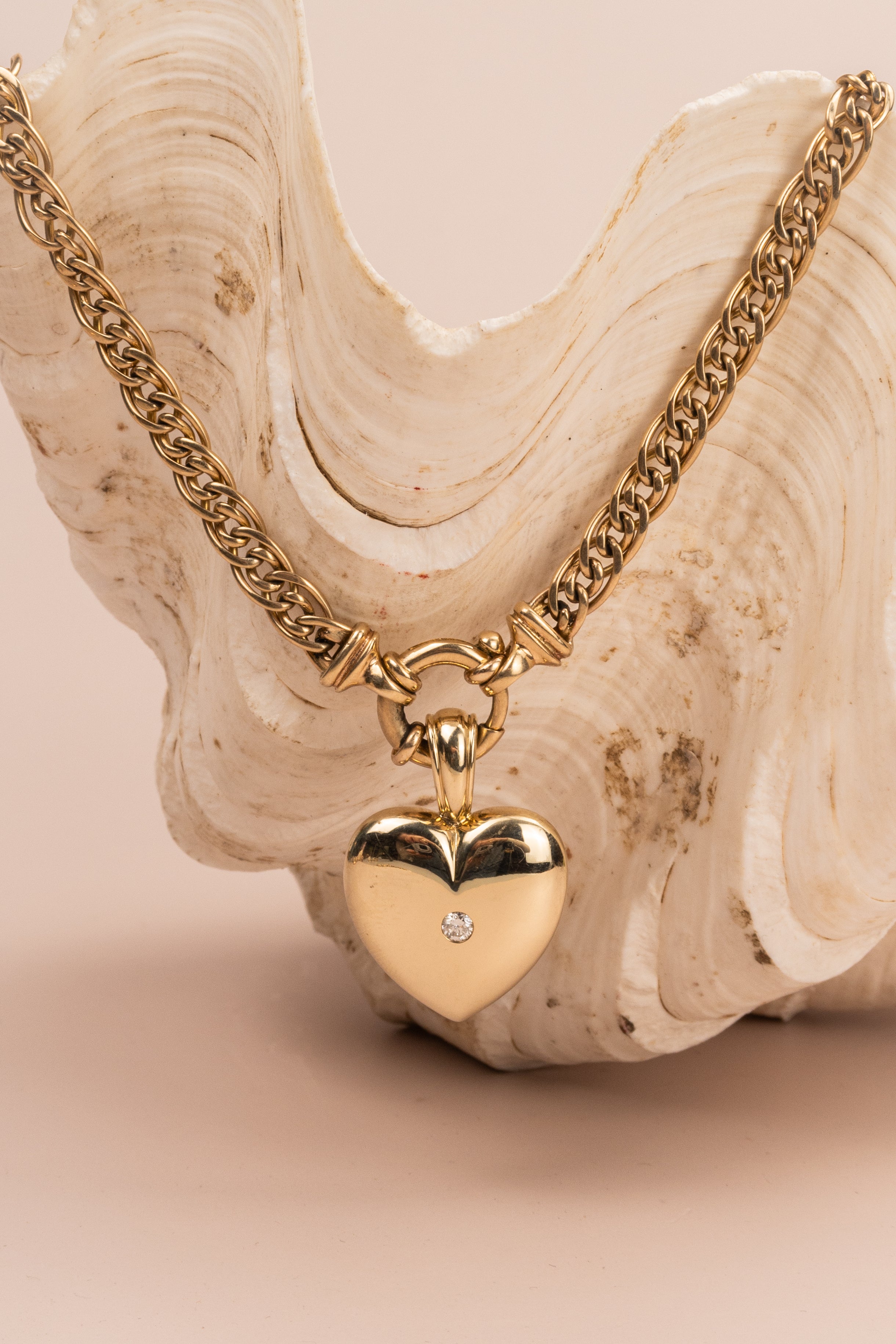 10ct Yellow Gold Puffy Heart Diamond Pendant