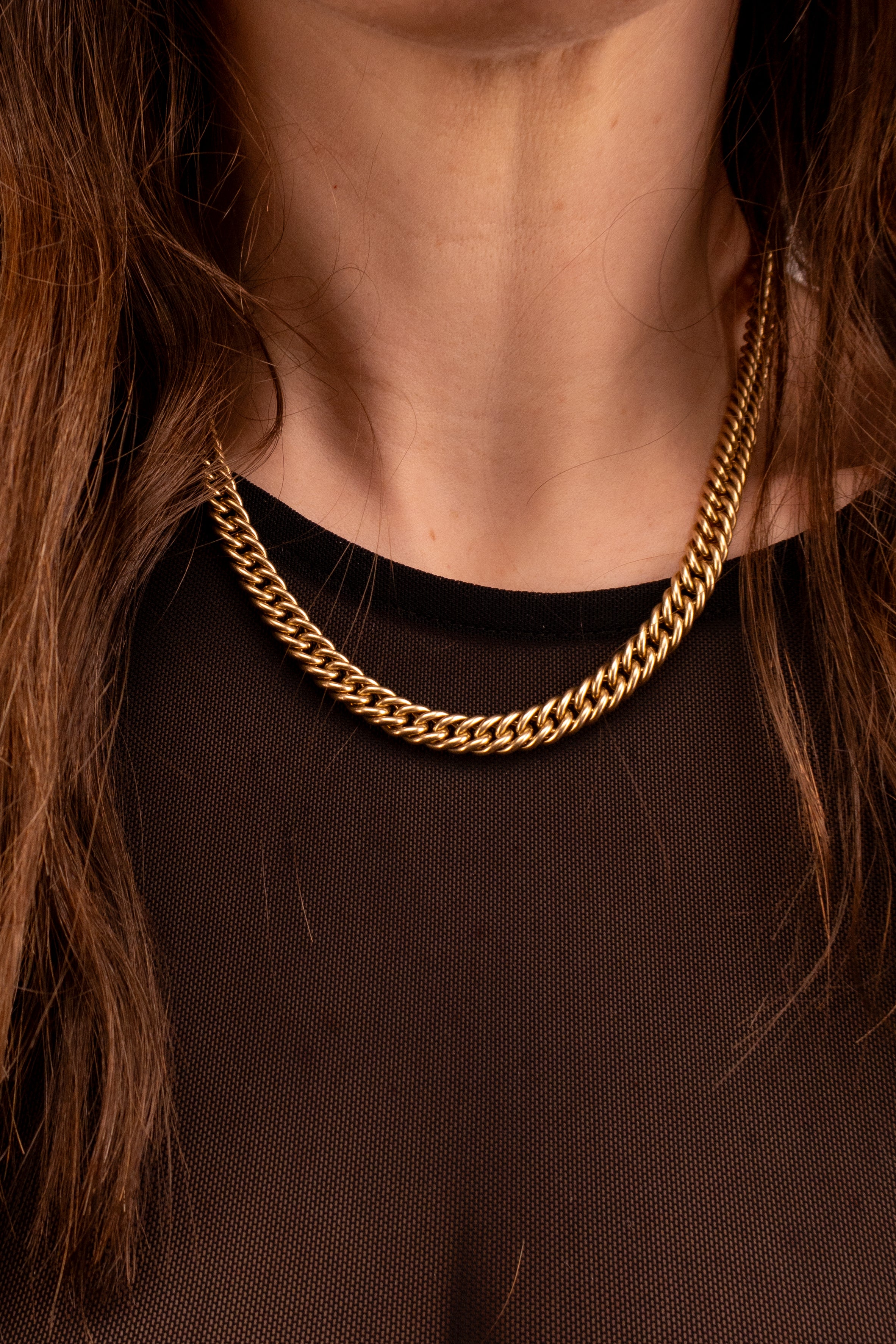 9ct Yellow GoldDouble Curb & Diamond Necklace