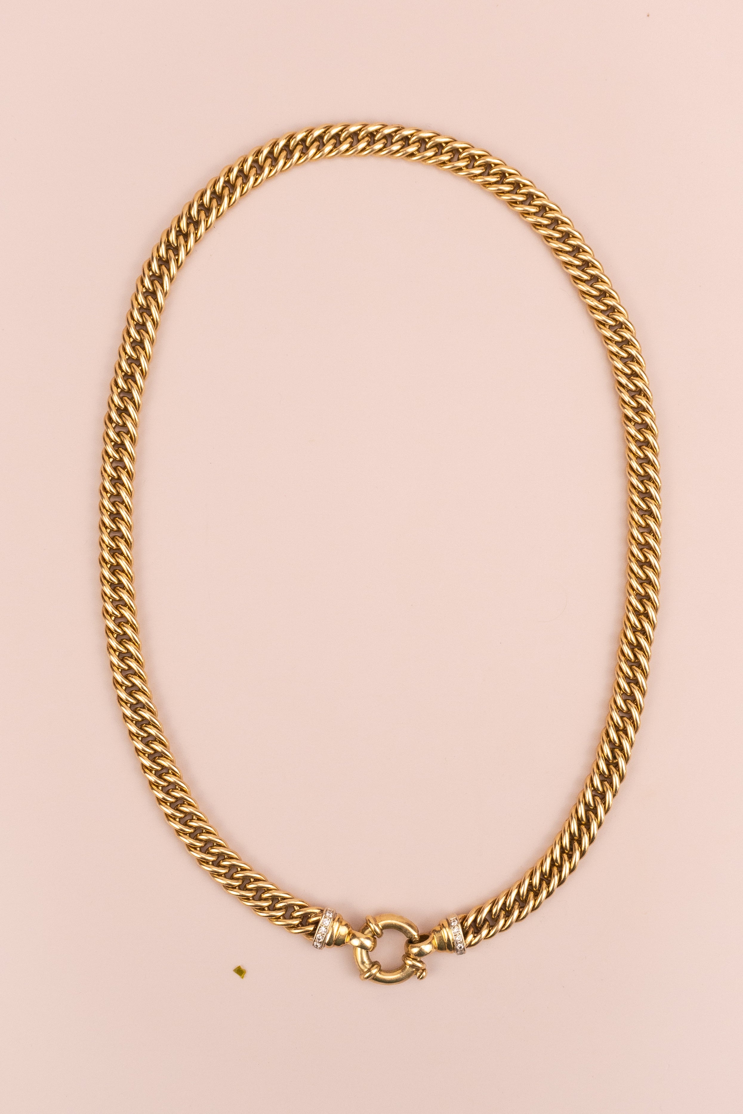 9ct Yellow GoldDouble Curb & Diamond Necklace