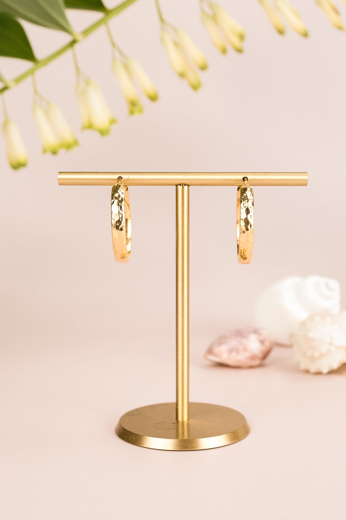 9ct Yellow Gold Hammered Small Hoop Earrings