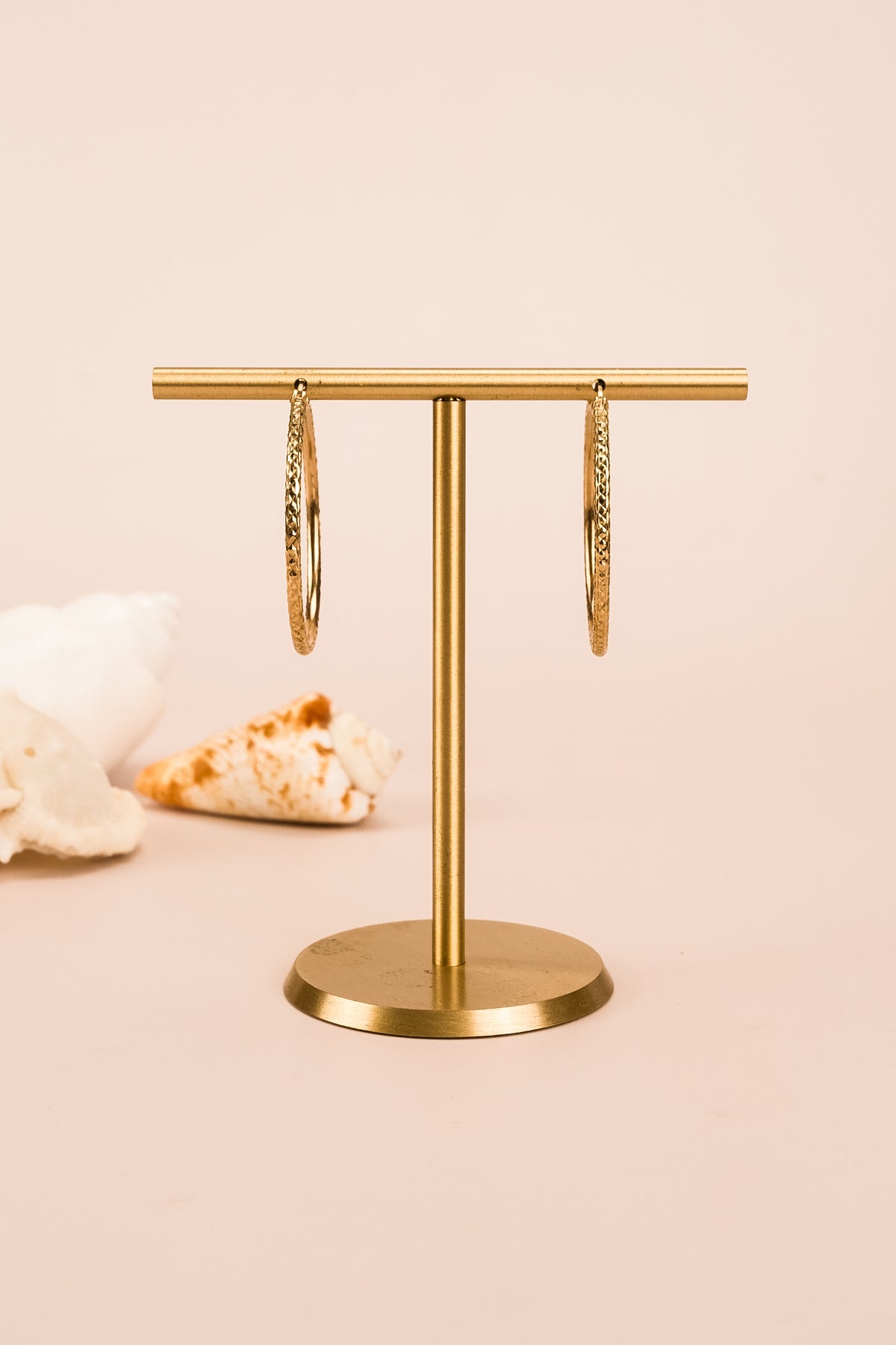 9ct Yellow Gold Textured Thin Hoop Earrings
