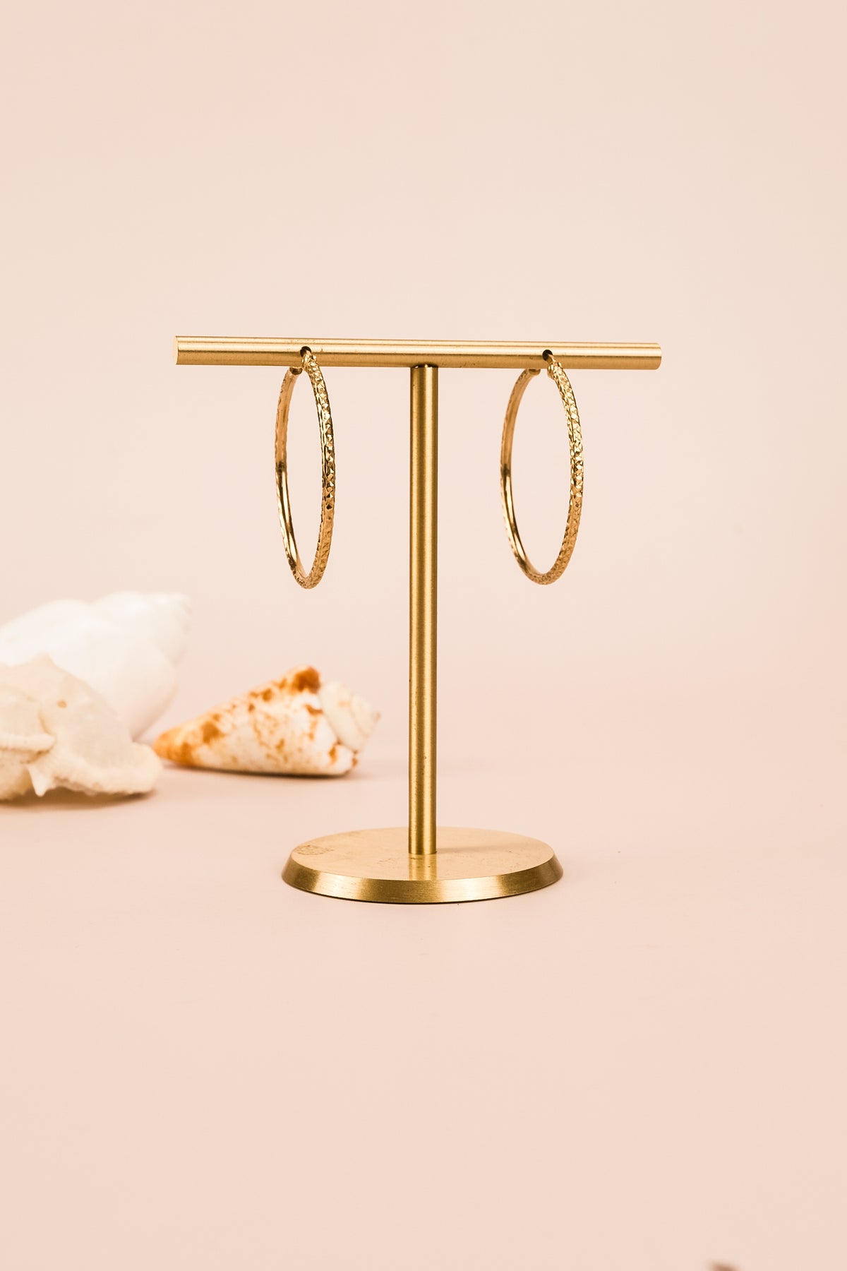 9ct Yellow Gold Textured Thin Hoop Earrings