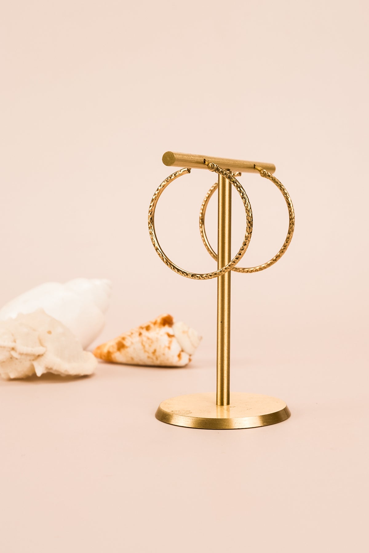 9ct Yellow Gold Textured Thin Hoop Earrings