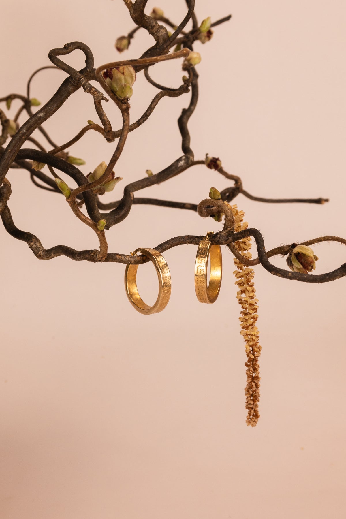 9ct Yellow Gold Hoop Earrings with Etched Design