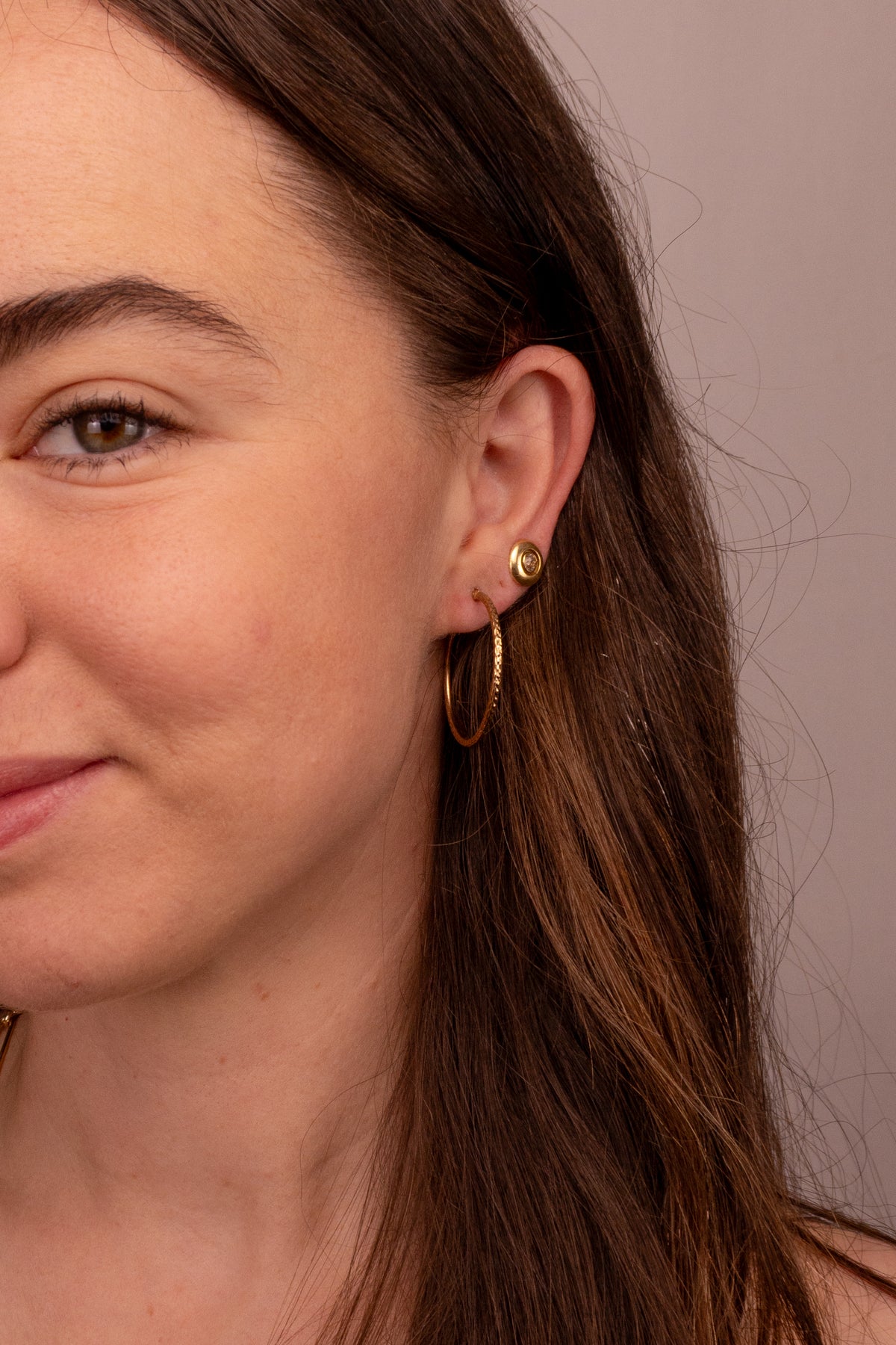 9ct Yellow Gold Textured Thin Hoop Earrings