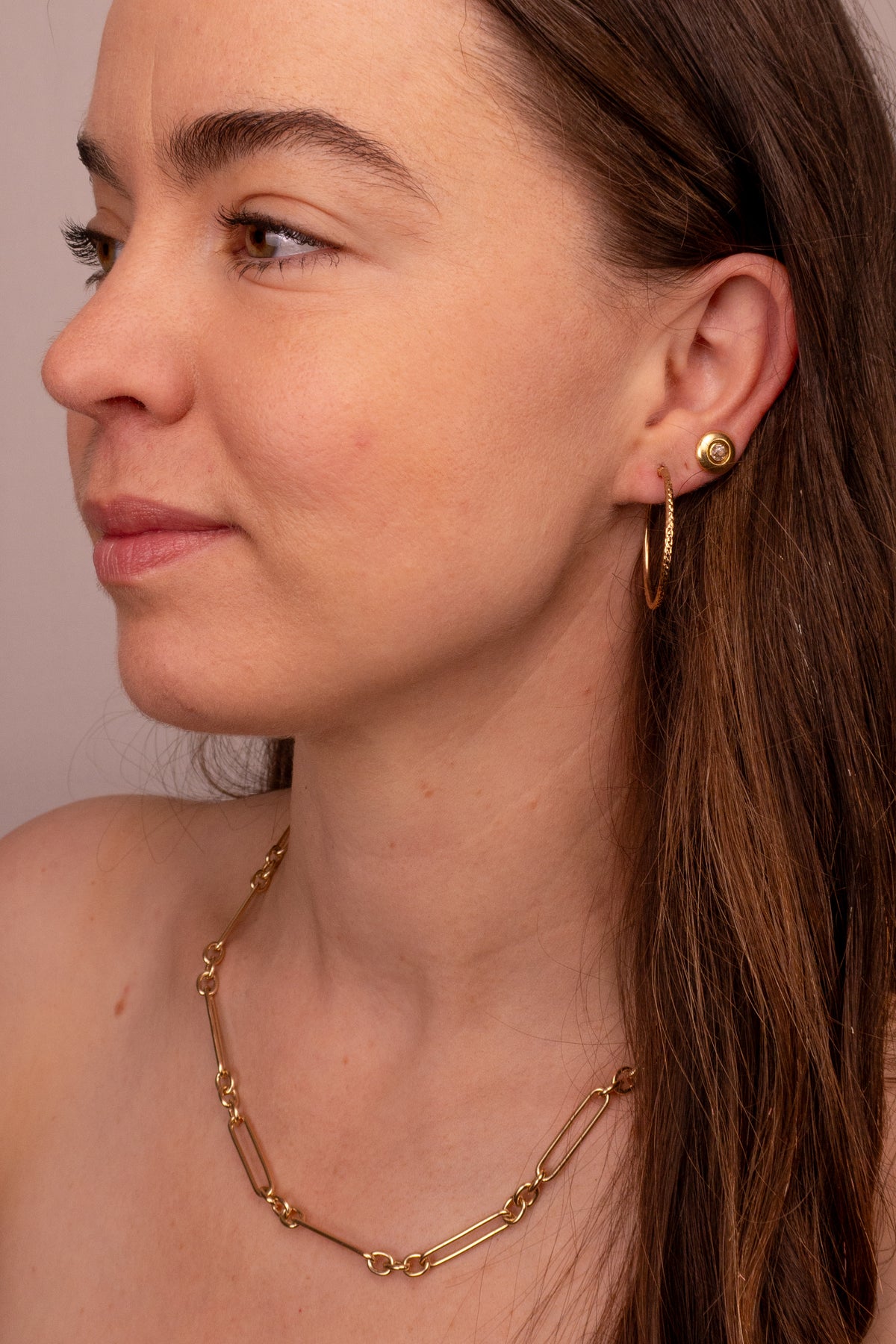 9ct Yellow Gold Textured Thin Hoop Earrings