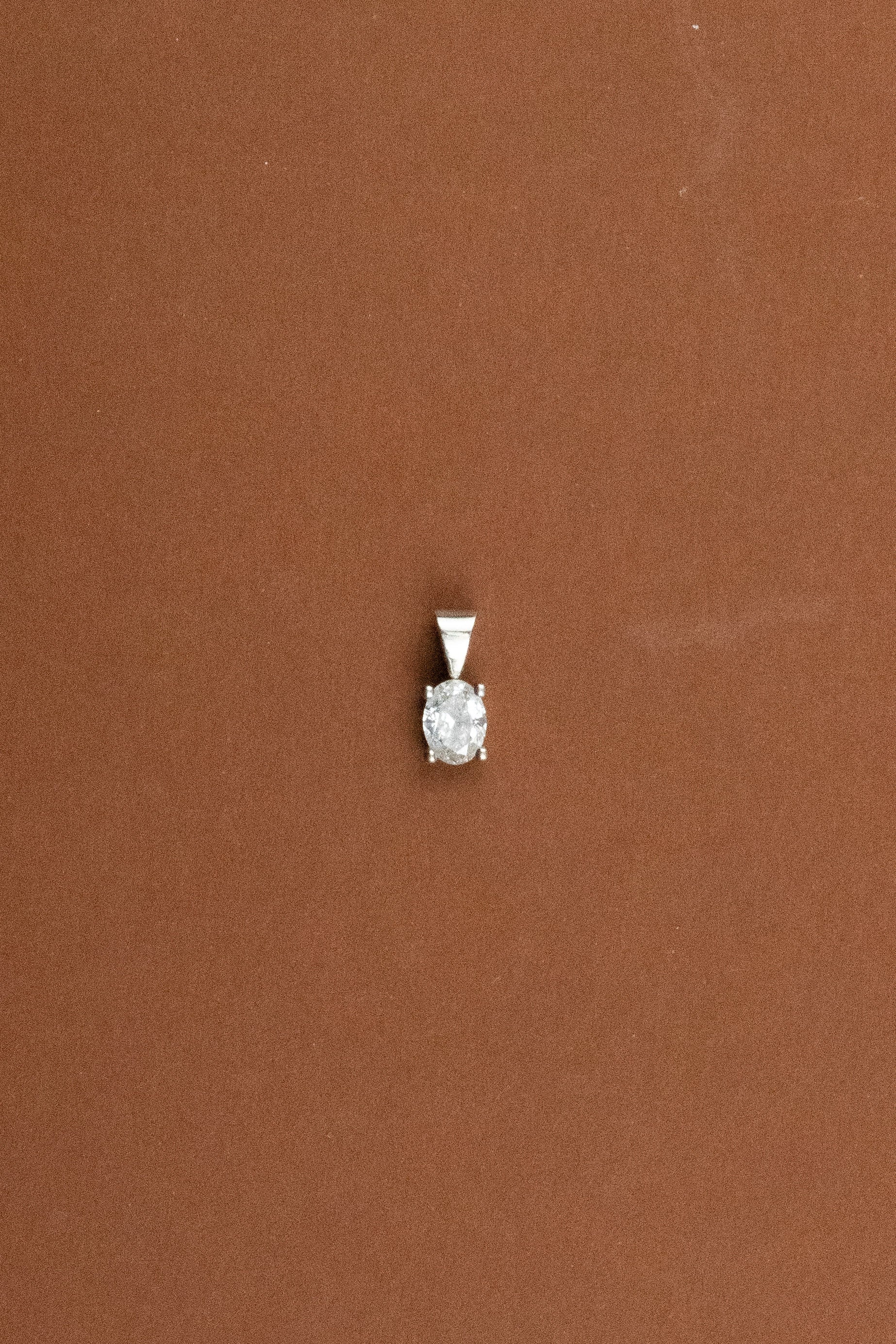 9ct White  Gold Oval Diamond Pendant