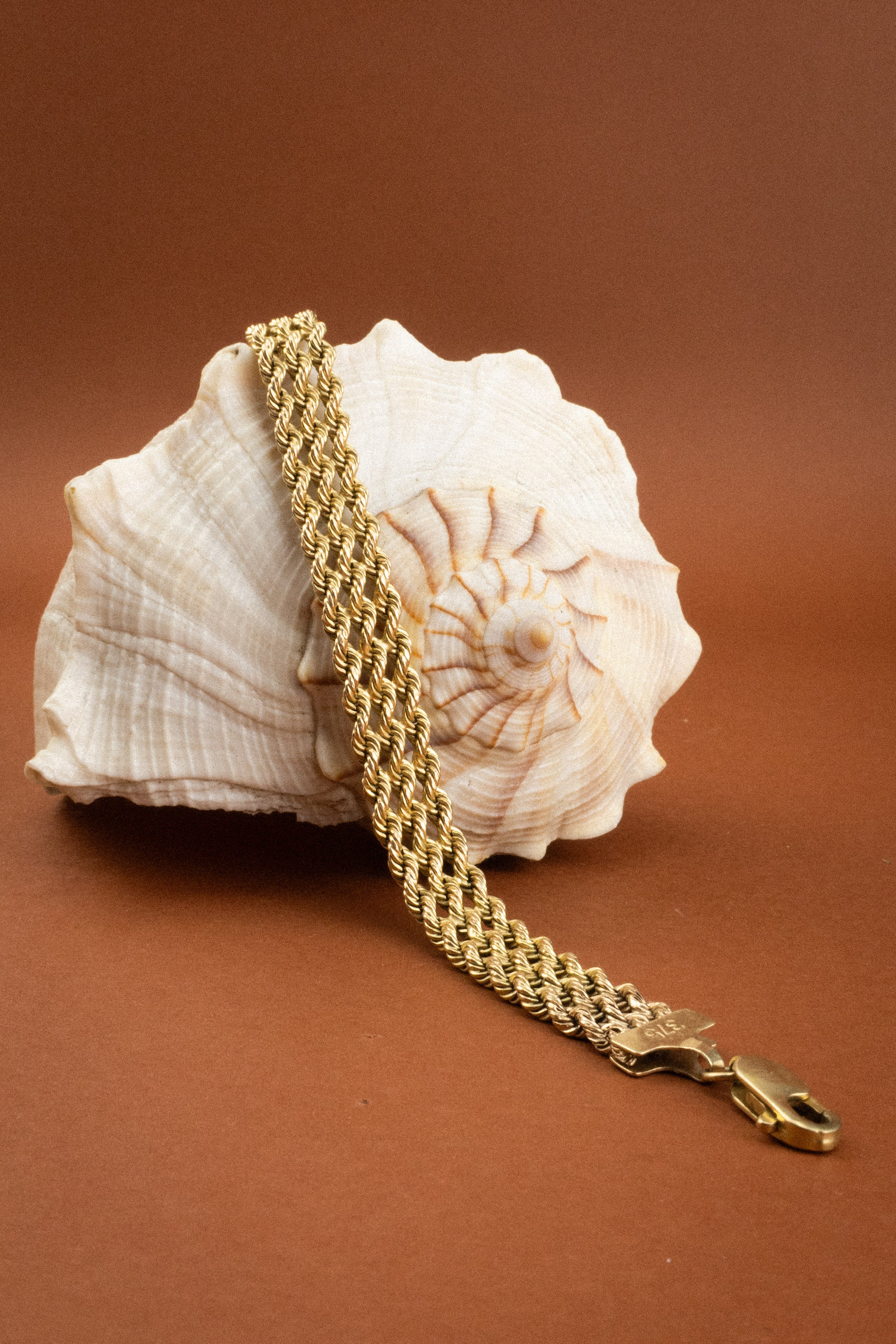 9ct Yellow Gold Triple Rope Chain Bracelet