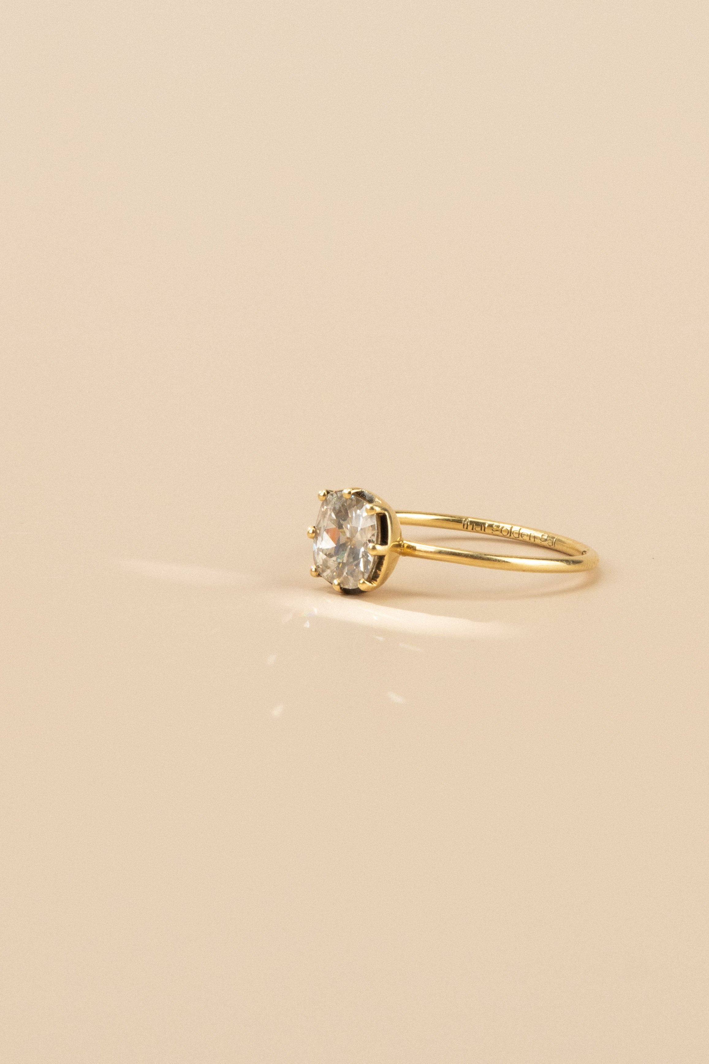 18ct Yellow Gold Cut Down Collet 1.1ct Cushion Cut Diamond Ring