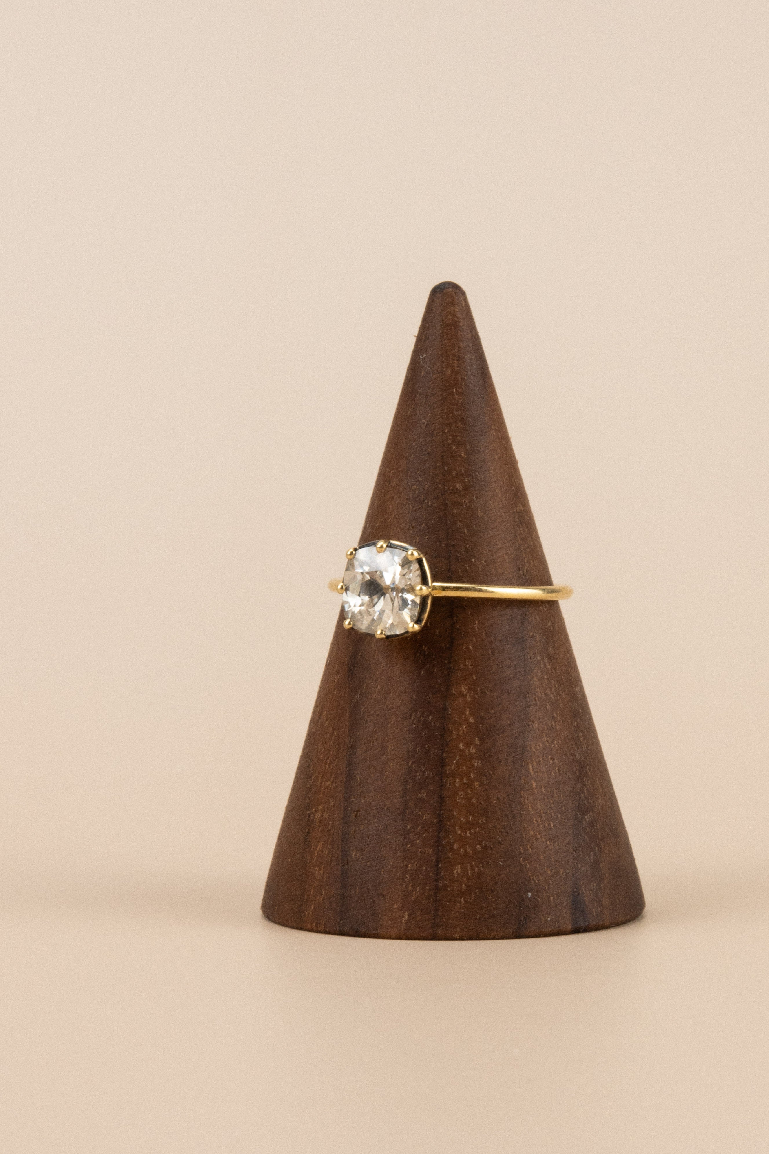 18ct Yellow Gold Cut Down Collet 1.1ct Cushion Cut Diamond Ring