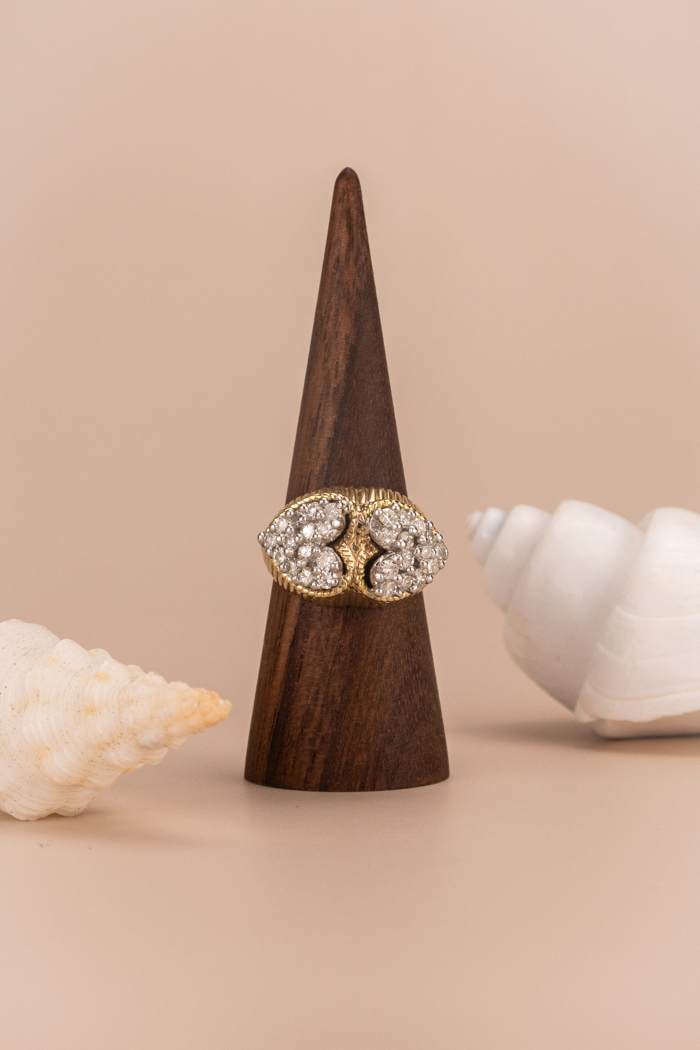 18ct Yellow Gold Diamond Double Heart Ring