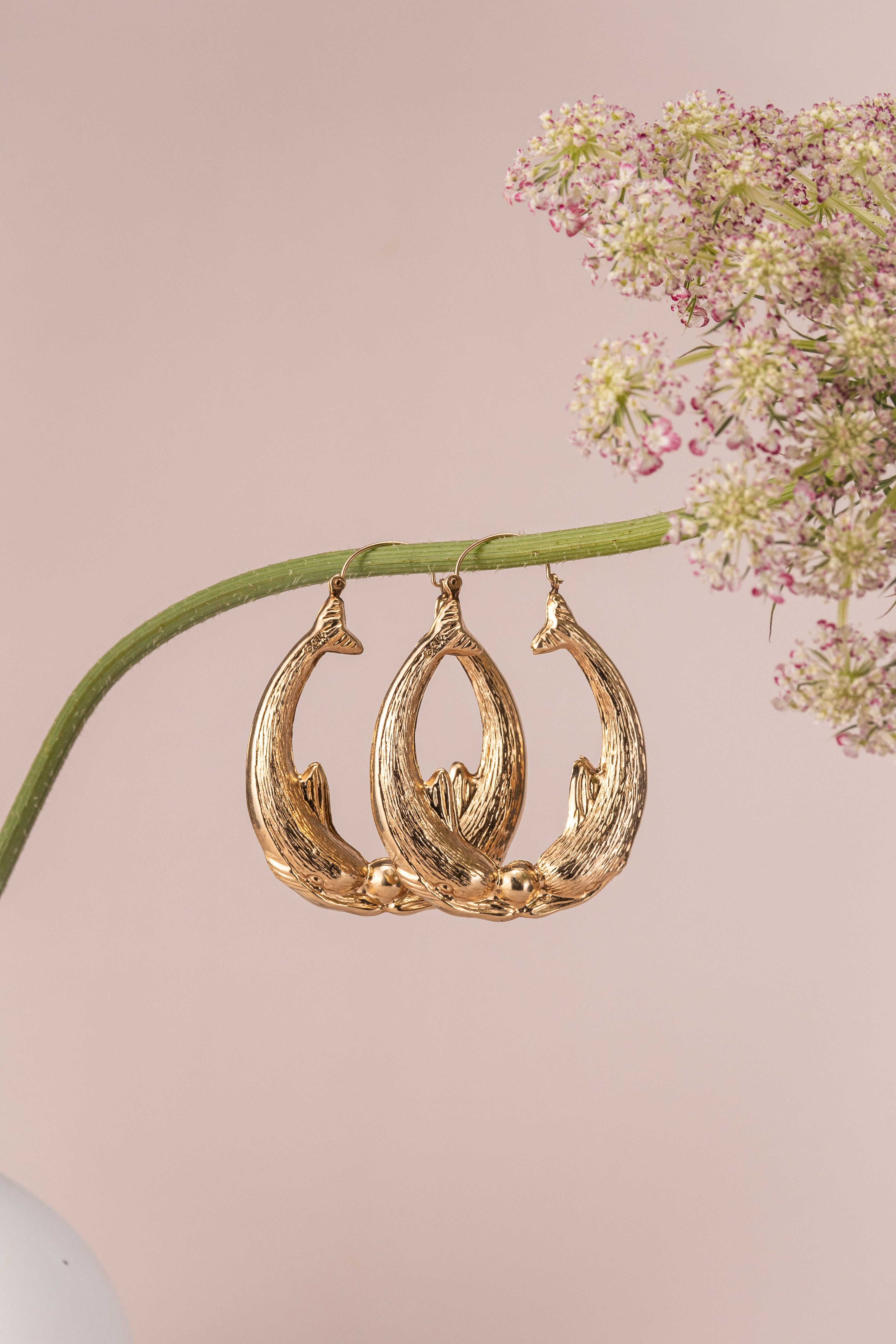 14ct Yellow Gold Mermaid Hoop Earrings
