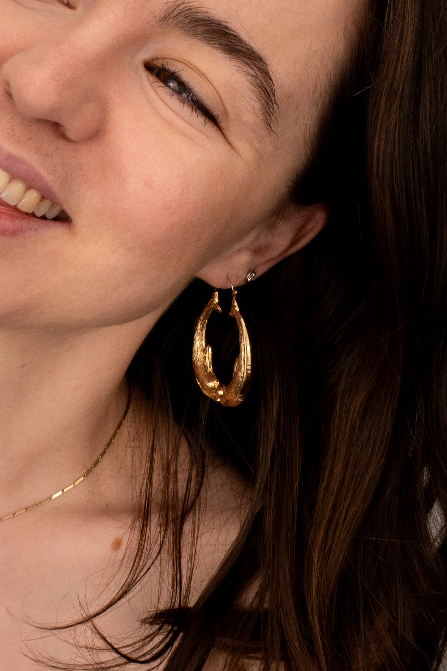 14ct Yellow Gold Mermaid Hoop Earrings